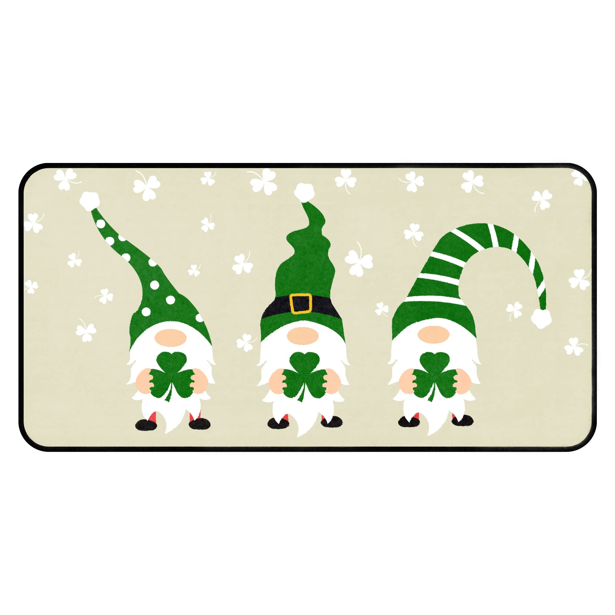 St. Patrick's Day Gnome Non-Slip Kitchen Rug - 20x39 Inch Cushioned Floor Mat for Sink Area, Anti-Fatigue Standing Comfort - Perfect for Irish-Themed Home Decor, Holiday Kitchen Accessories & Cozy Cooking Spaces