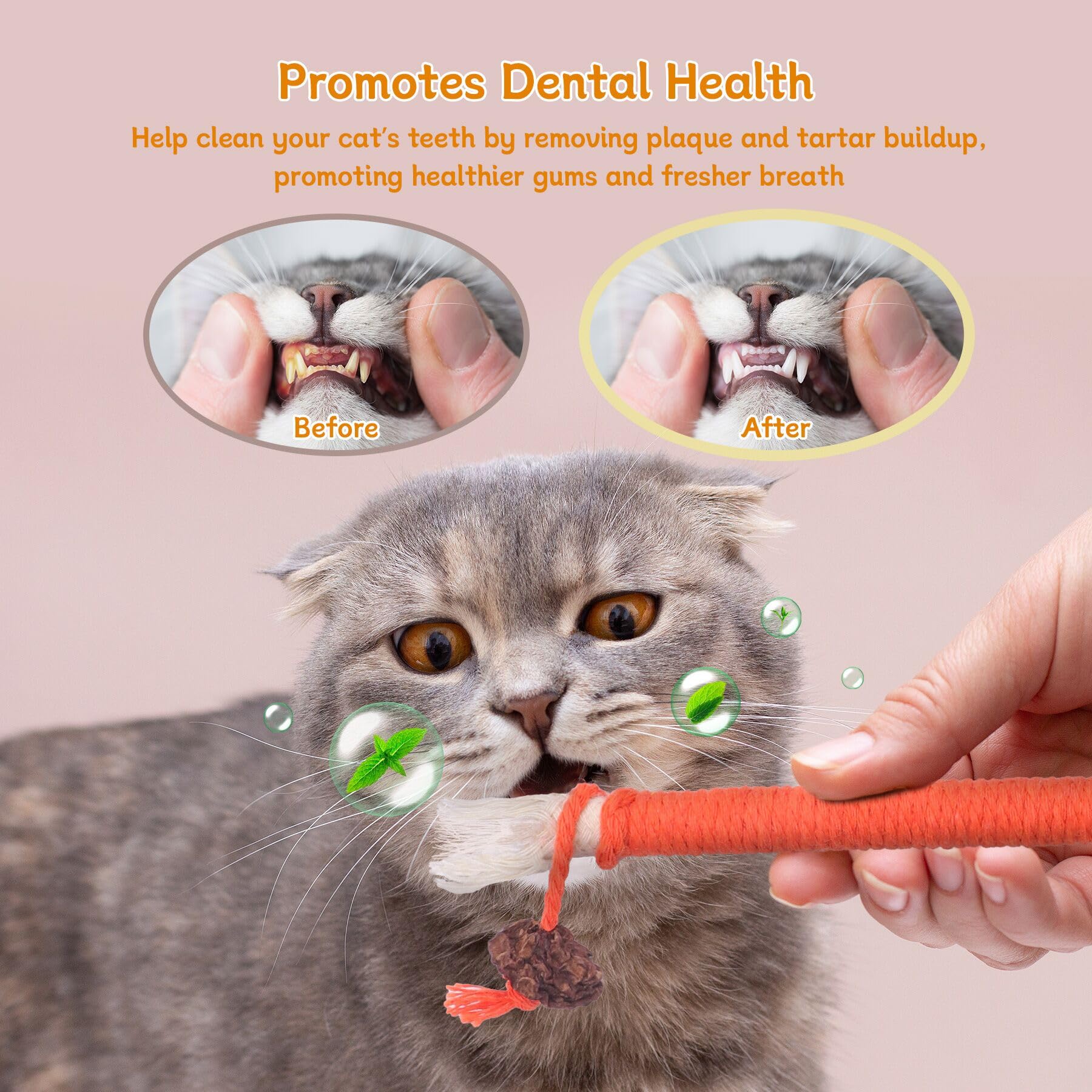SEVENKA 6 Pack Silvervine Cat Toys for Teeth Cleaning - 7.87in/20cm Catnip Chew Toys, Interactive Kitten Toys for Indoor Cats - Perfect for Playtime & Dental Health