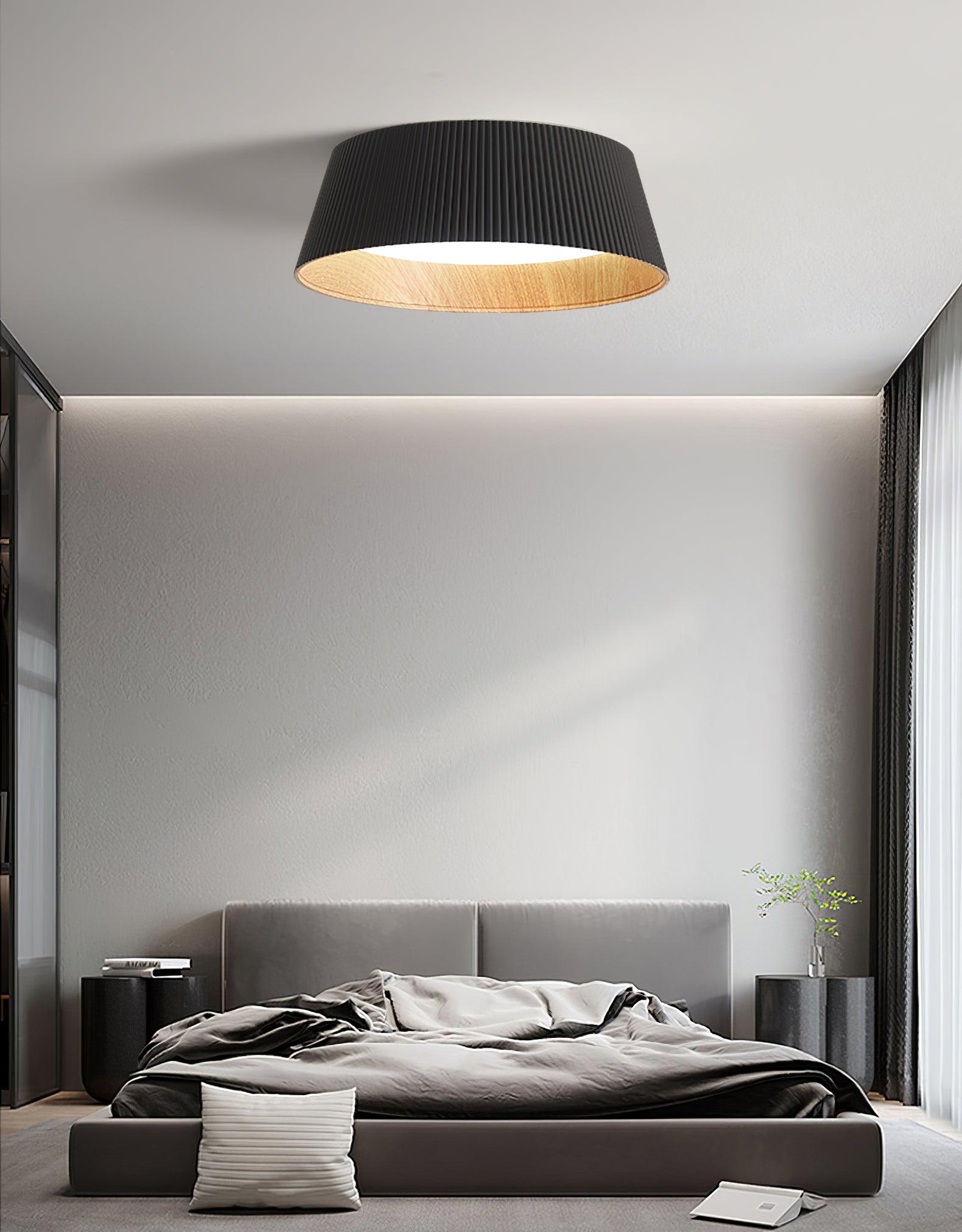 Modern Ribbed Ceiling Light Fixture - Sleek LED Flush Mount Lighting for Bedroom, Kitchen, Hallway & Living Room - Energy Efficient Dimmable Ambient Light