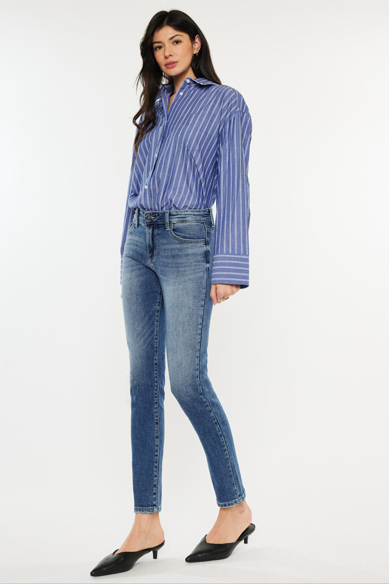 Myra Mid Rise Cigarette Leg Jeans for Women - Slim Fit Stretch Denim Pants - Comfortable & Stylish for Casual Wear, Office & Night Out