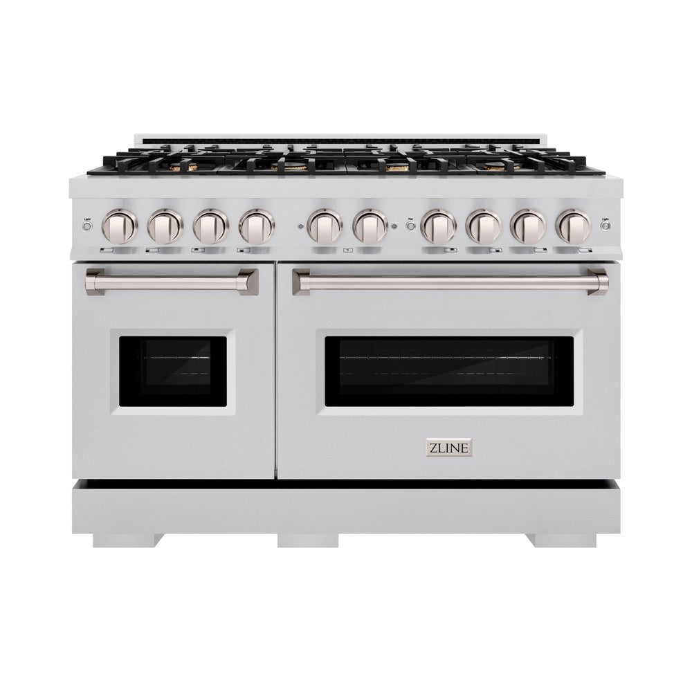 ZLINE 48 Inch 6.7 Cu. Ft. Classic Double Oven Dual Fuel Range - Stainless Steel with 8 Brass Burners (CDR BR 48) | Professional Gas Stove for Home Kitchen, Baking & Cooking Large Meals