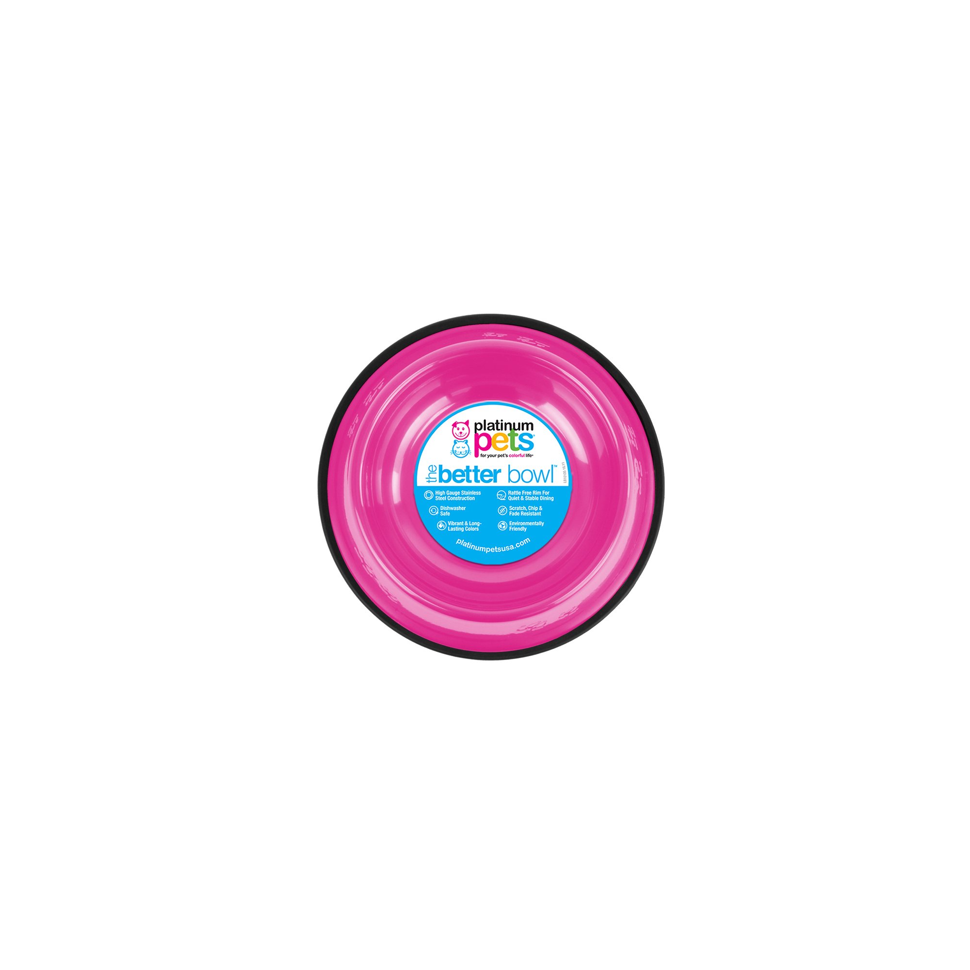 Platinum Pets Non-Slip Stainless Steel Dog Bowl - 6 oz Small Pet Dish for Food & Water - Bubble Gum Pink - Perfect for Puppies, Cats, and Small Breeds - Durable & Easy to Clean for Home or Travel Use