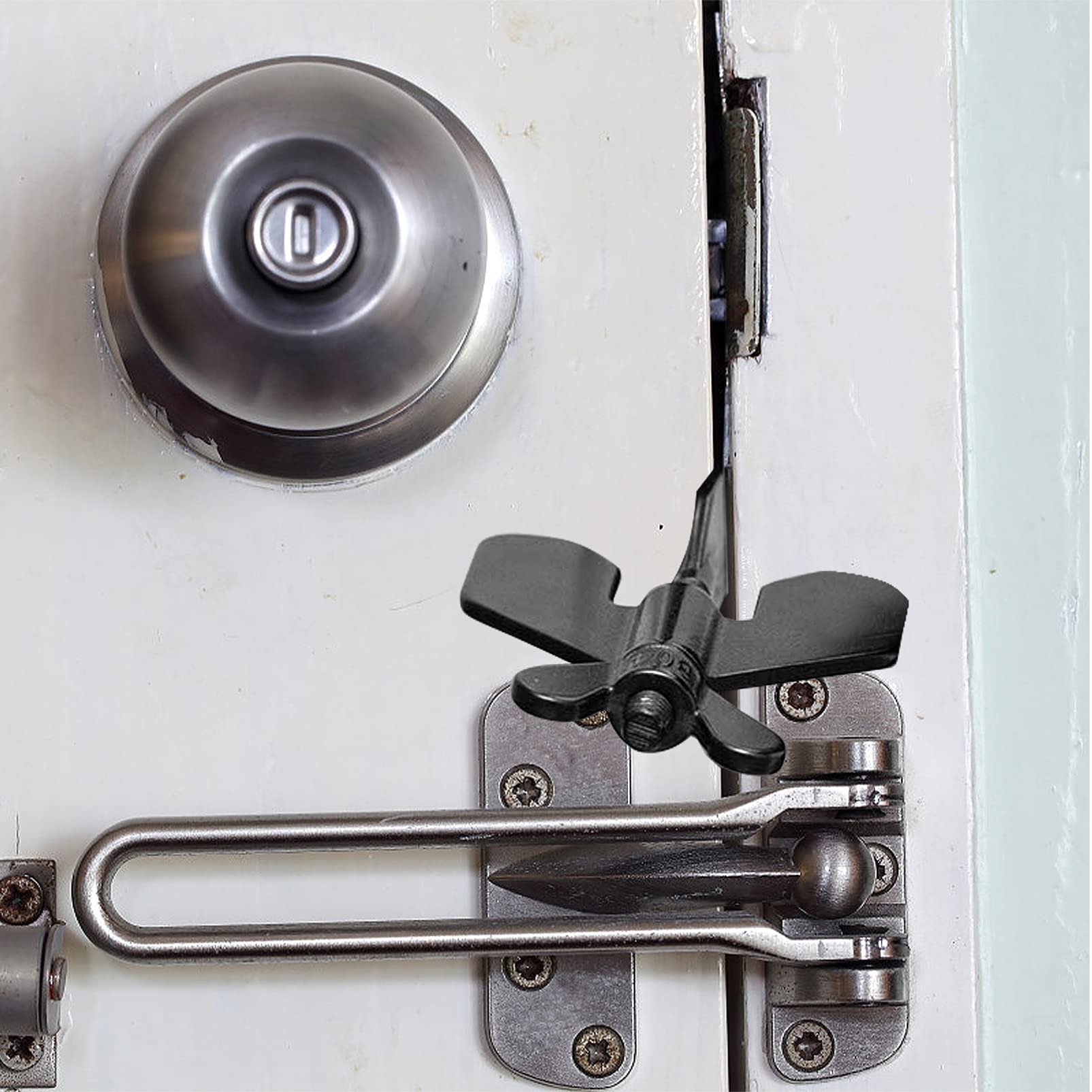 Portable Door Lock - Stainless Steel Travel Door Lock for Home, Hotel & Apartment Security - Privacy Door Locker Device for Enhanced Safety - Perfect for Travel, Airbnb & Personal Space Protection (Black)