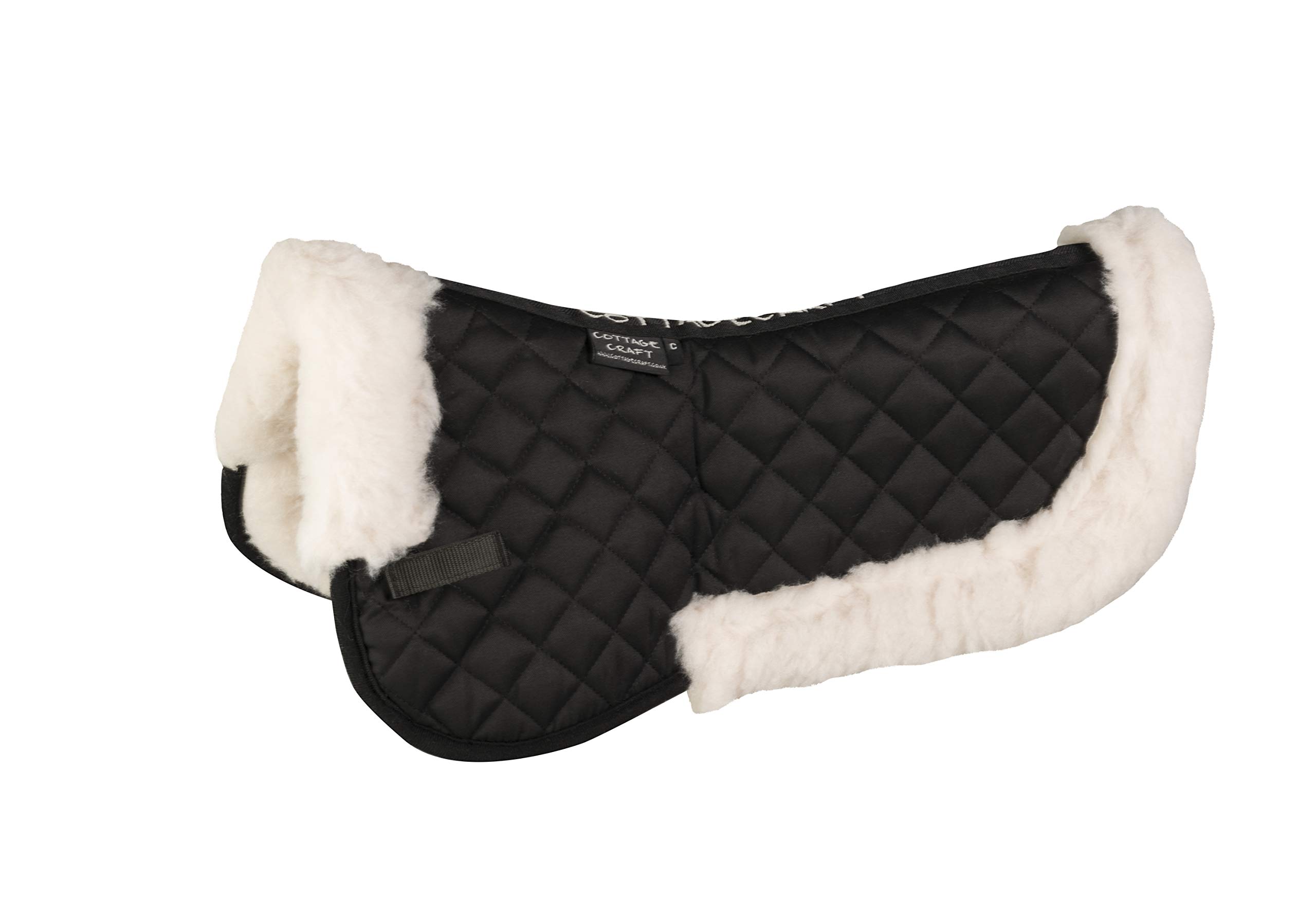 Premium Synthetic Wool Half Pad for Horses - Black, Comfort & Shock Absorption for Pony Riding, Training & Show Jumping