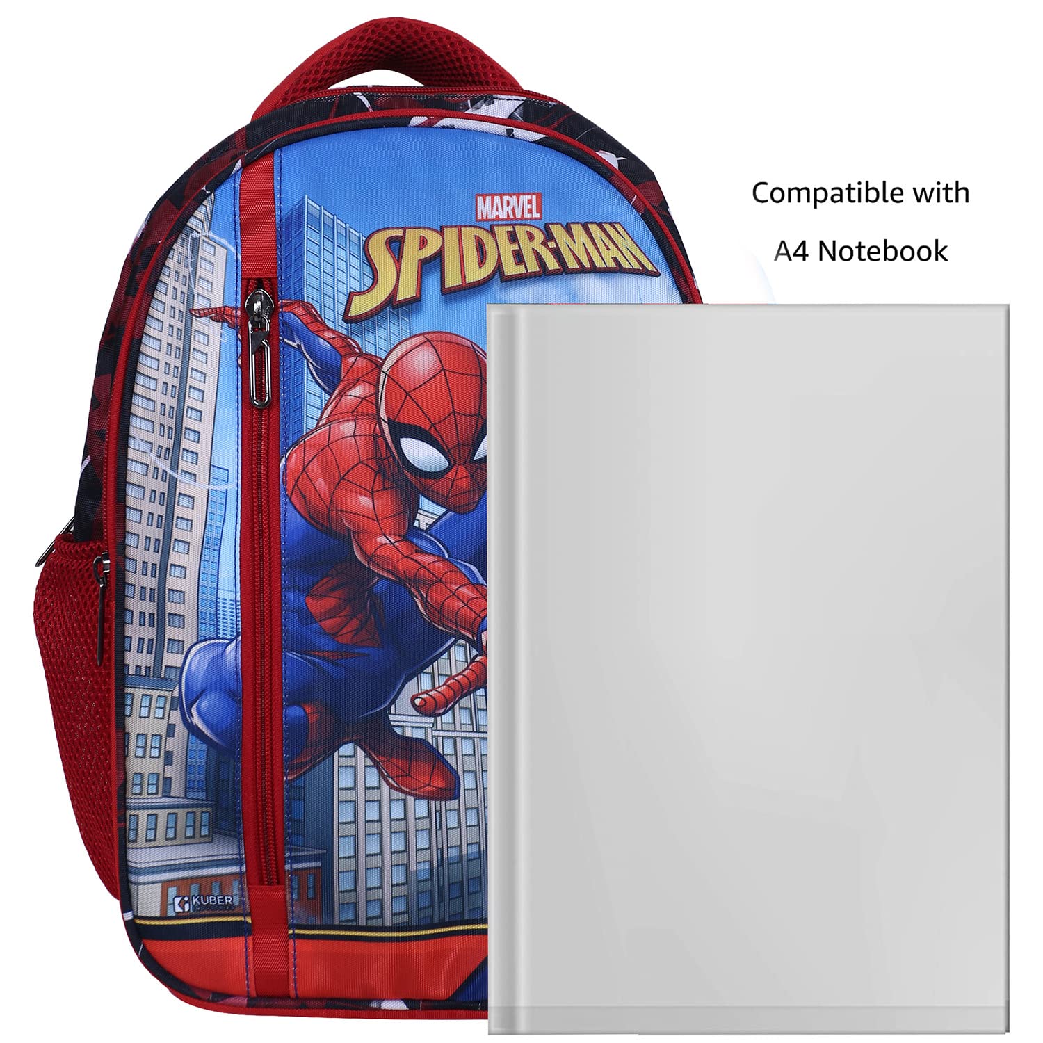 Marvel Spiderman Backpack for Kids - 4 Compartment School Bag with Zipper Closure | Durable Travel Backpack for Boys | Perfect for School, Hiking & Daily Use (Red)