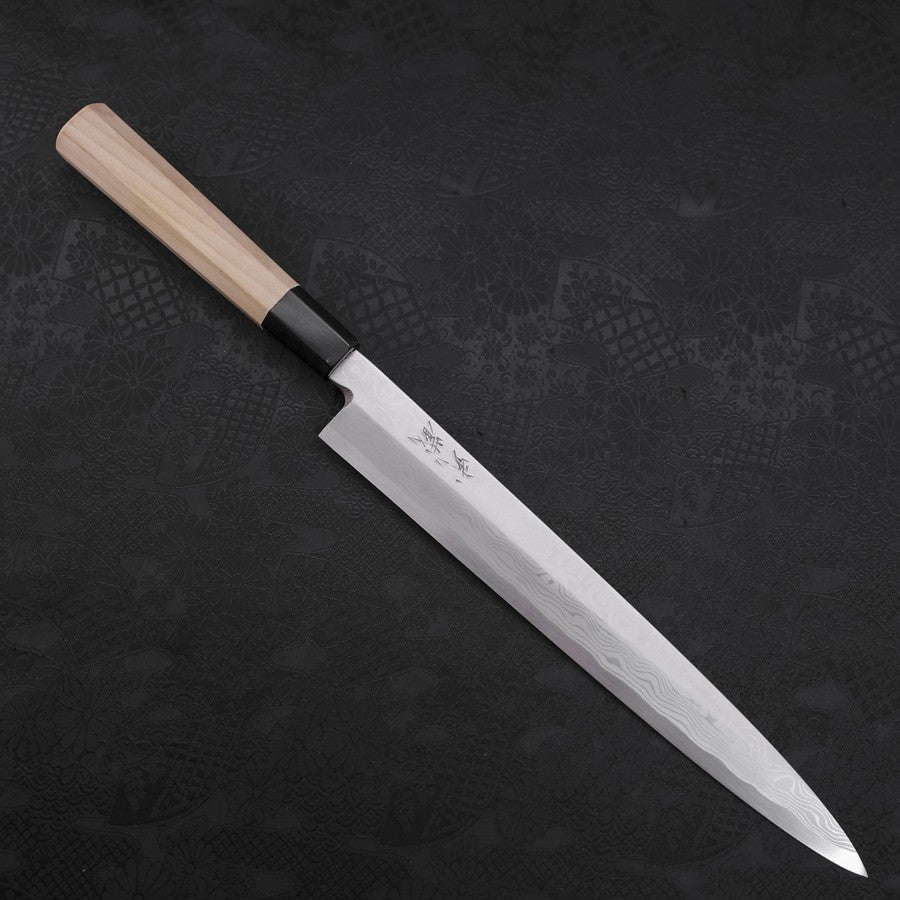 Premium Yanagiba Sushi Knife - Blue Steel #2 Suminagashi Blade with Buffalo Magnolia Handle (260mm) - Perfect for Sushi Chefs & Japanese Cuisine Lovers