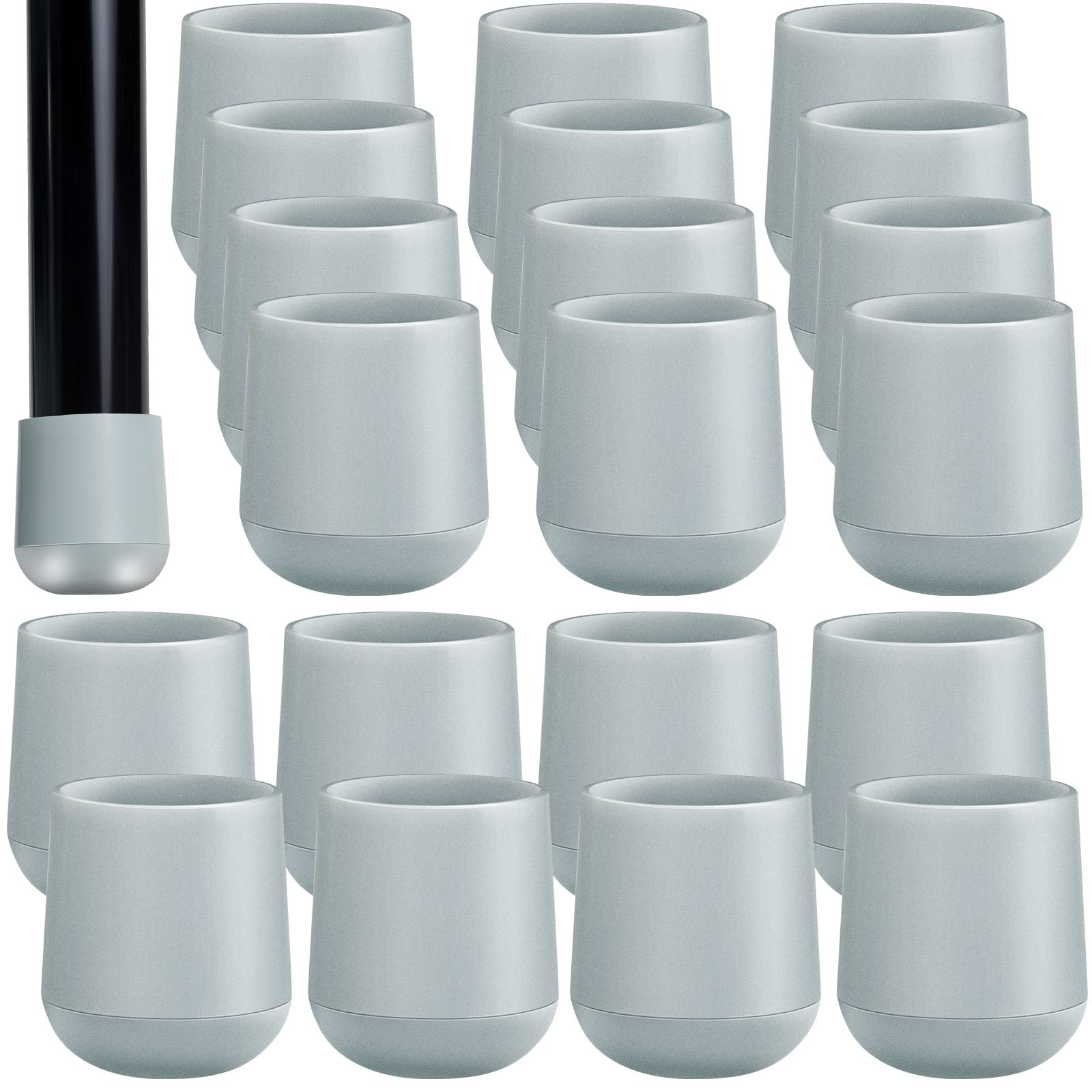 20 Pcs 7/8 Inch Heavy Duty Plastic Folding Chair Leg Caps - Floor Protectors for Metal & Wooden Chairs, Furniture Leg Tips (Grey) - Prevent Scratches & Noise on Hardwood Floors & Tile
