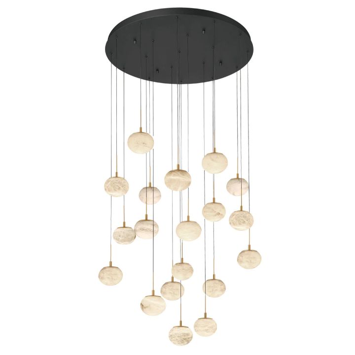 Cudor Modern Round LED Chandelier - 24 Inch Crystal Ceiling Light Fixture with Dimmable Warm White Light for Dining Room, Bedroom, Living Room Decoration