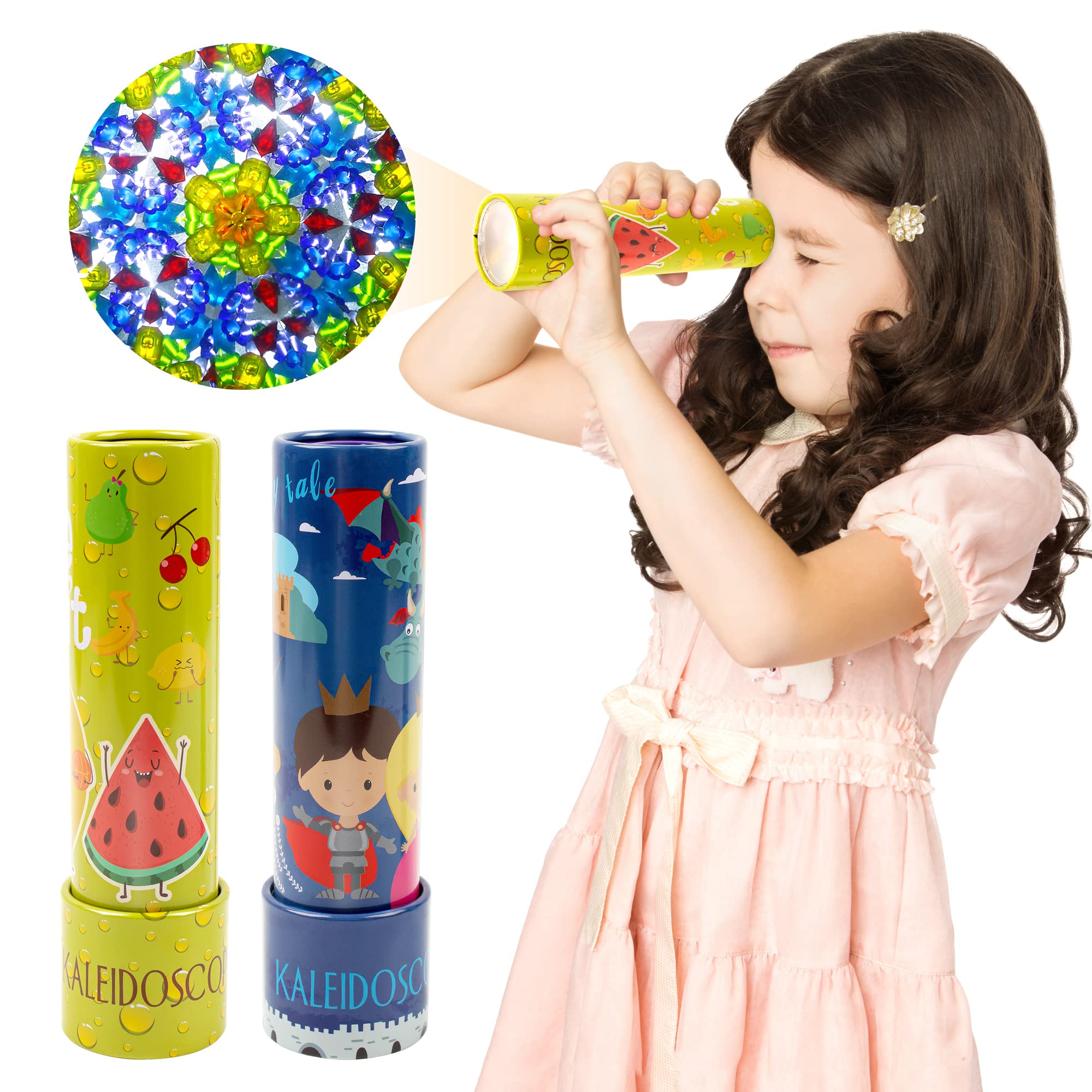 D-FantiX Classic Tin Kaleidoscope 2-Pack - Retro Educational Toys for Kids Birthday & Christmas Gifts