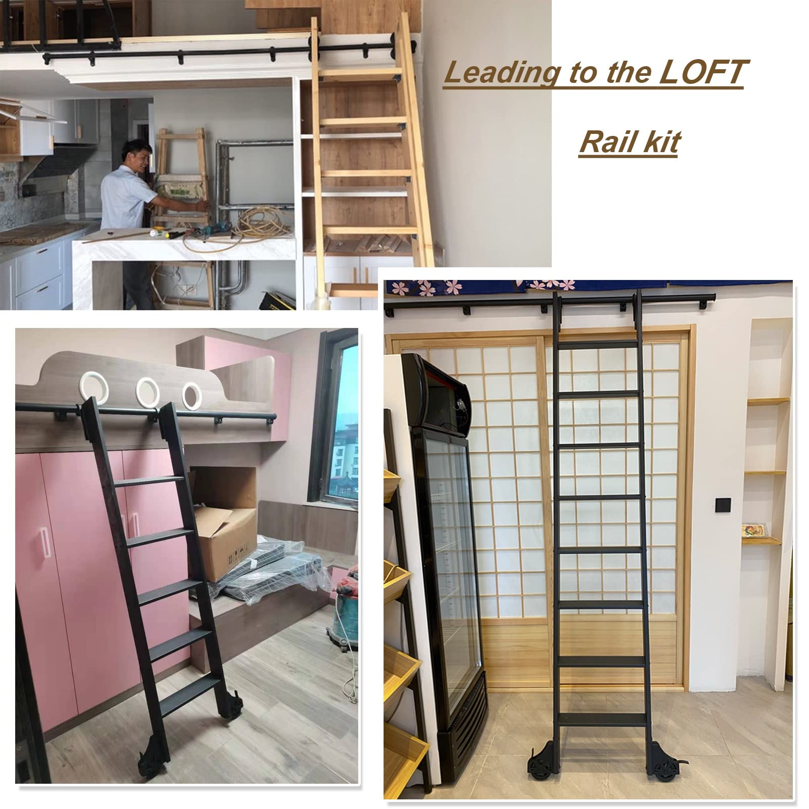 Barn Door Hardware Kit with Wheels | Heavy Duty Carbon Steel Sliding Track System for Library, Closet & Barn Doors | Round Tube Rail for Smooth & Quiet Operation