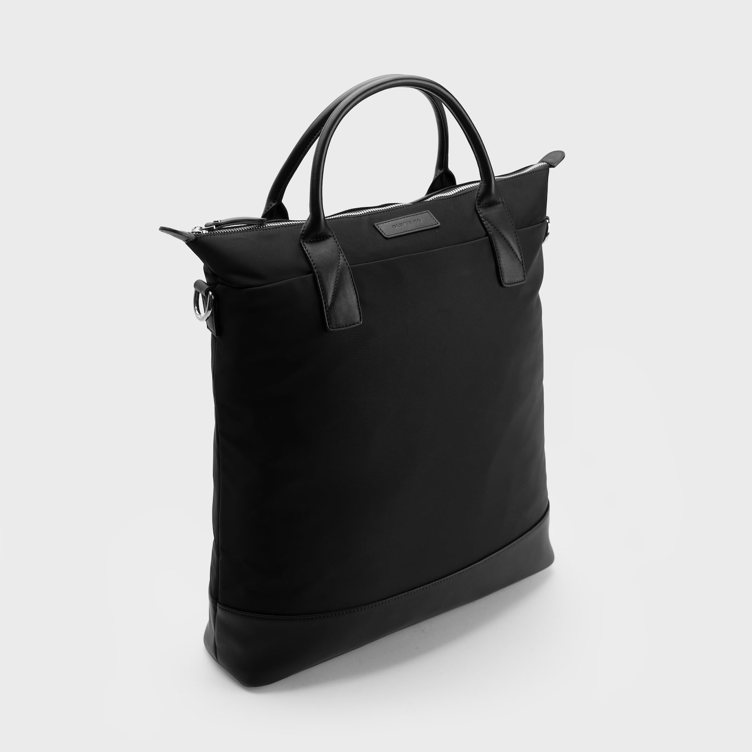 Eco-Friendly Vegan Recycled Leather & Nylon Tote Bag for Women - Stylish Black Work Bag | Perfect for Office, Travel & Shopping