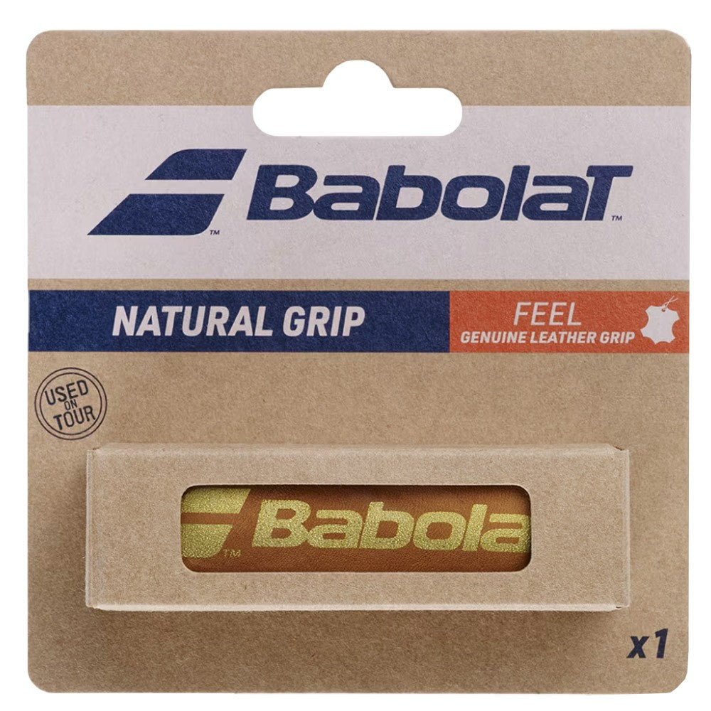 Babolat Natural Brown Leather Replacement Grip for Tennis Rackets | Premium Comfort & Sweat Absorption | Perfect for Competitive Play & Training Sessions