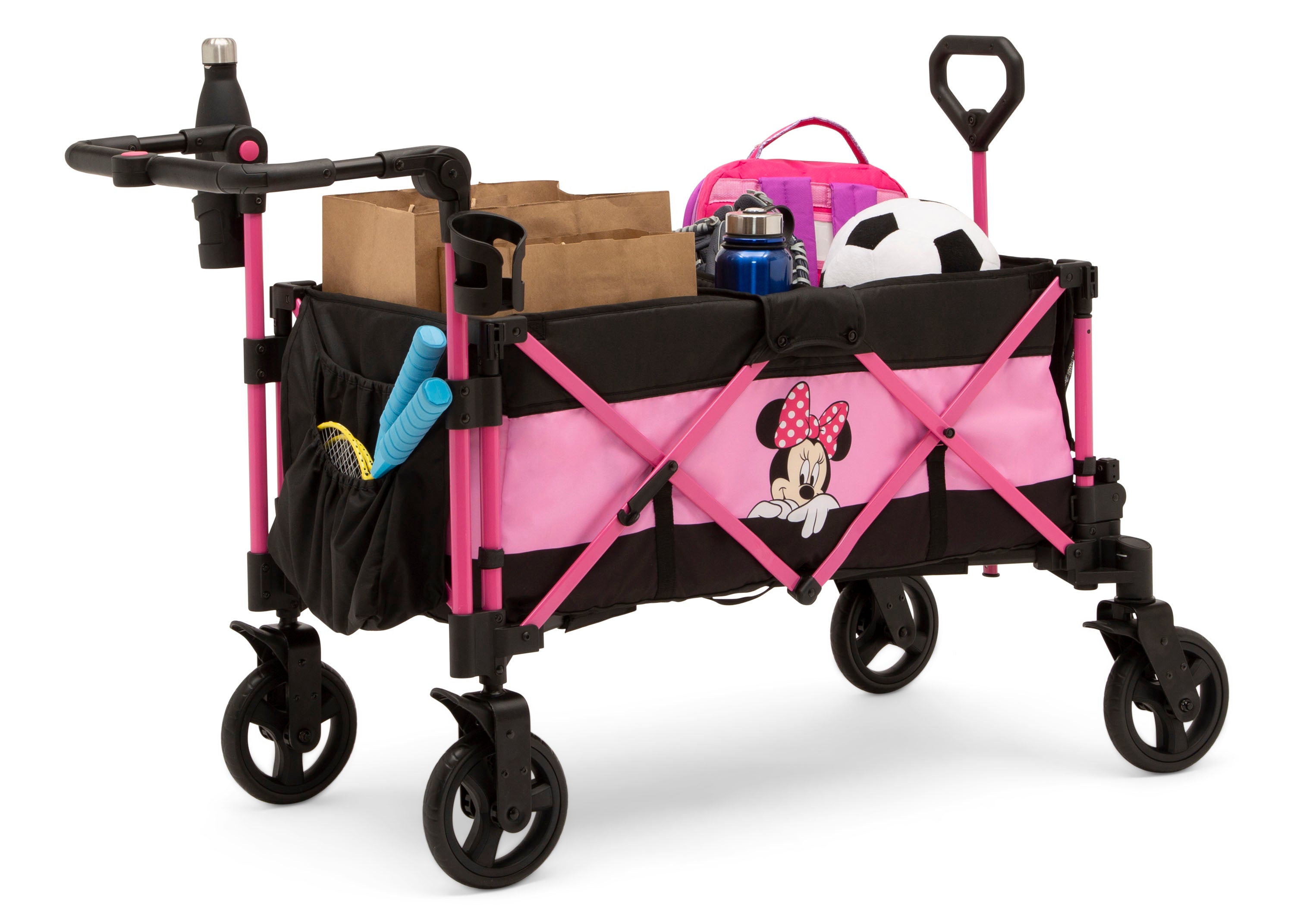 Disney Minnie Mouse Stroller Wagon for Kids - Lightweight Foldable Baby Stroller with Canopy - Perfect for Park Outings, Shopping & Travel
