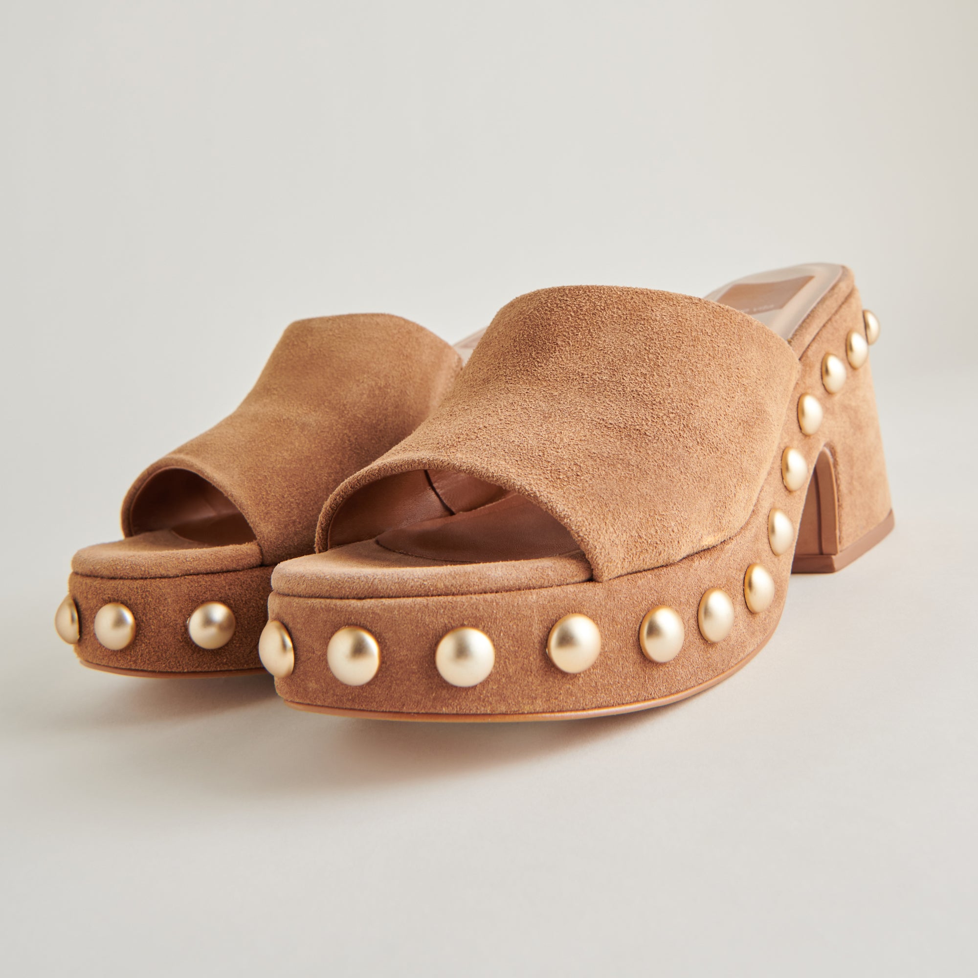 Glori Heels Pecan Suede - Women's Comfortable Block Heel Shoes for Work, Party & Special Occasions