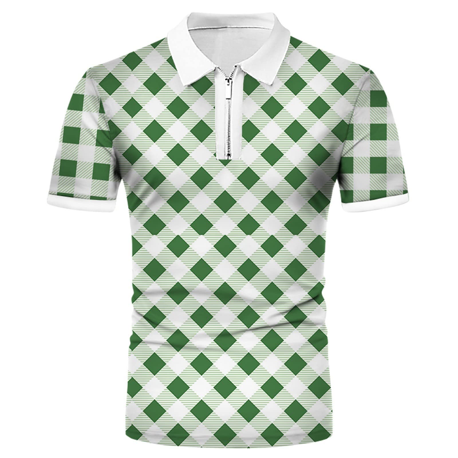 Men's Quick Dry Performance Polo Dress Shirts - Breathable Twill Plaid Golf Shirts & Sports Tees for Casual Wear, Office & Outdoor Activities