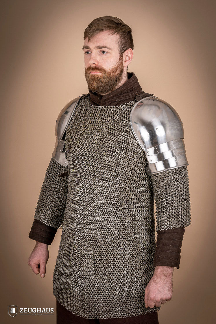 Polished 1.6mm Pauldrons 1460 - Medieval Armor Shoulder Plates for LARP, Cosplay & Renaissance Fairs