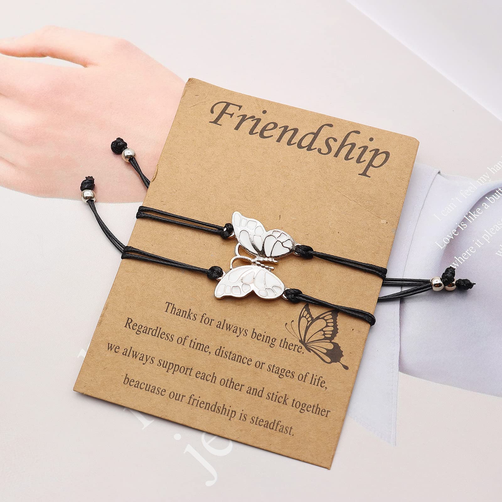 YOOESTORES82 Best Friends Butterfly Friendship Bracelets & Anklets Set, Long Distance BFF Matching Promise Bracelets for Women, Perfect Birthday Gifts for Besties, Ideal for Anniversaries, Graduations, and Everyday Wear