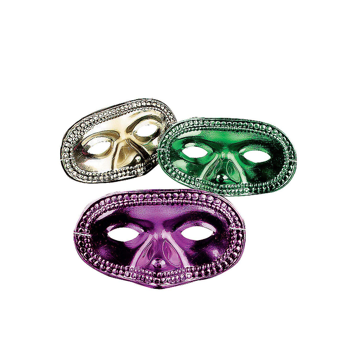 Bulk Mardi Gras Metallic Half Masks Set of 24 - Premium Party Masquerade Supplies for Carnival, Halloween & Costume Parties