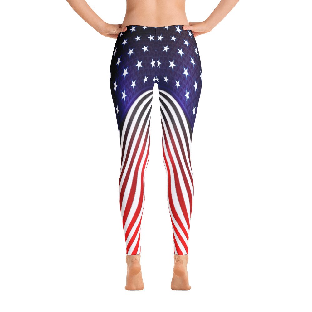 USA Flag 4th of July Women's Leggings - Patriotic Yoga Pants Made in USA | Perfect for Independence Day Celebrations, Workouts & Casual Wear