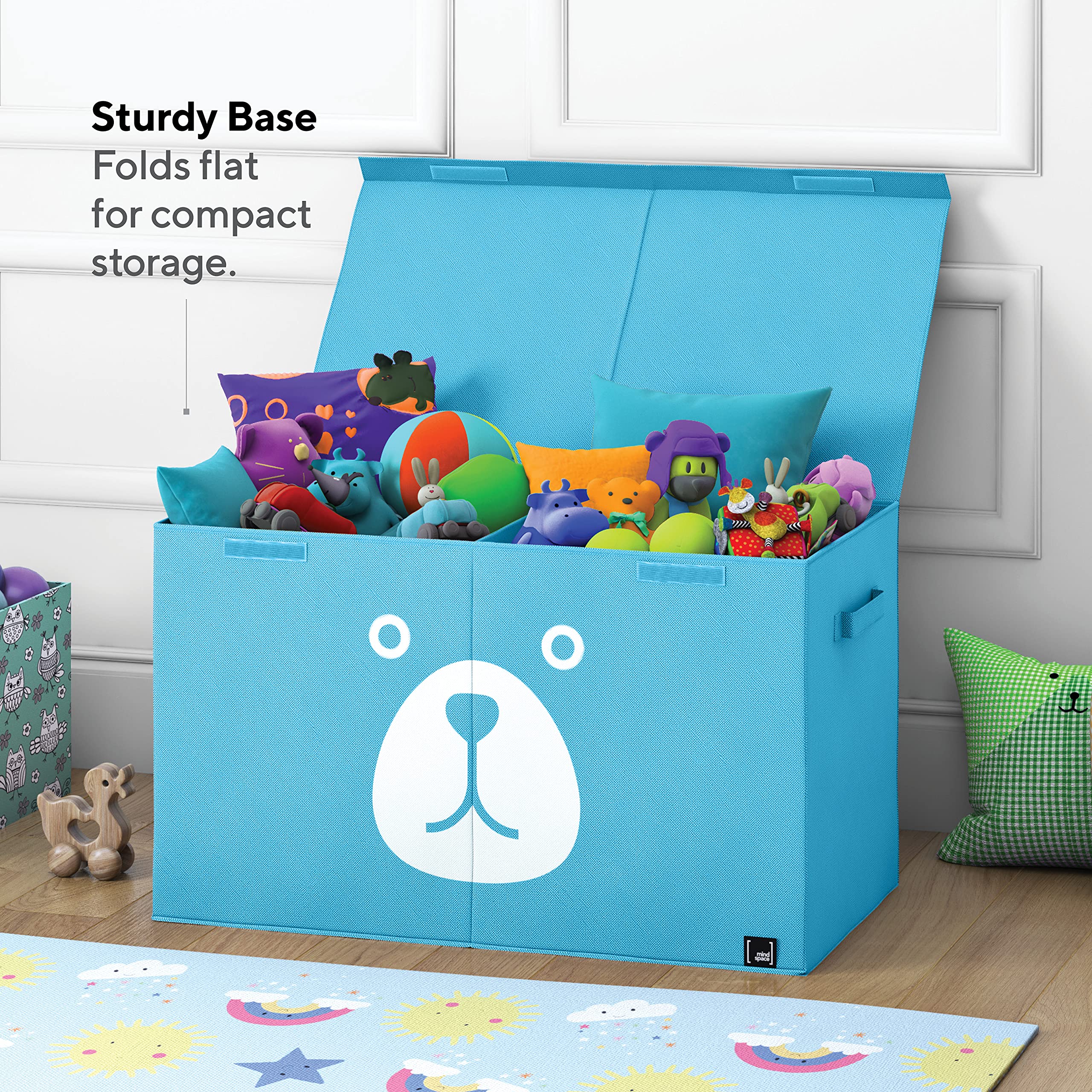 **Mindspace Toy Storage Box for Kids - Blue Toy Organizer Bins for Boys & Girls - Kids Closet Storage, Stuffed Animal & Playroom Organization - Perfect for Bedroom, Nursery & Daycare Use**