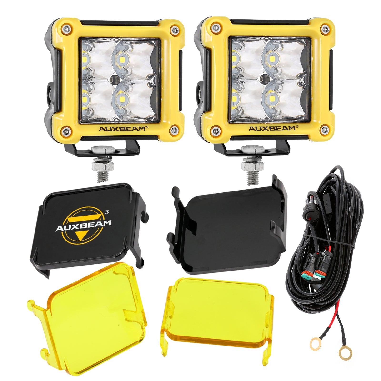40W 3-Inch LED Pod Lights - Spot/Flood Combo Beam, RGB Multicolor, with Wiring Harness - Waterproof Off-Road Lights for SUV, ATV, UTV, Trucks, Pickup, Boat - Perfect for Night Driving, Camping & Off-Road Adventures