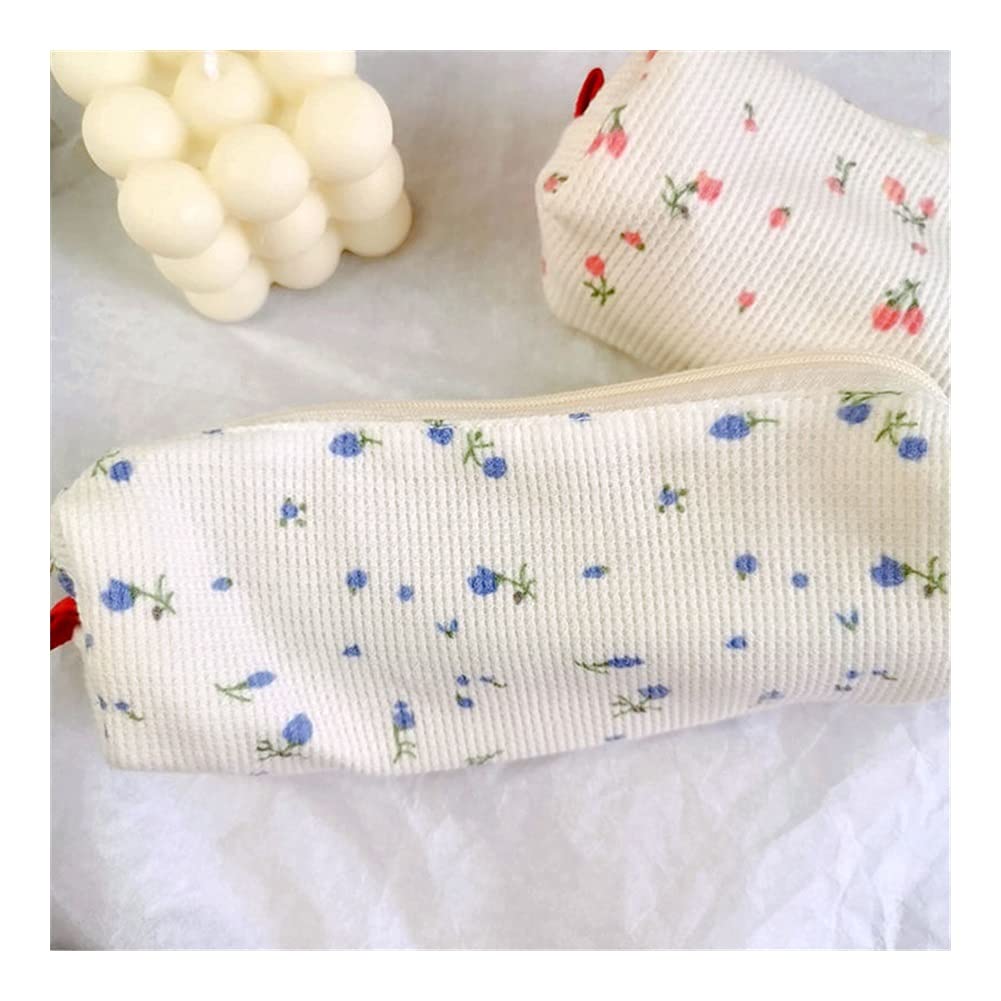 Kawaii Floral Pencil Case - Cute Blue Flower Design Pen Bag for School, Office & Travel | Small Stationery Organizer for Pens, Pencils & Art Supplies | Perfect Gift for Students & Teachers