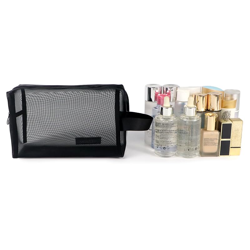 Stylish Travel Cosmetic Bag Set - 3/4 Piece Black Waterproof Makeup Organizer for Women & Men | Perfect for Business Trips, Gym, Vacation & Daily Use | Includes Zippered Rectangle Pouch & Toiletry Cases