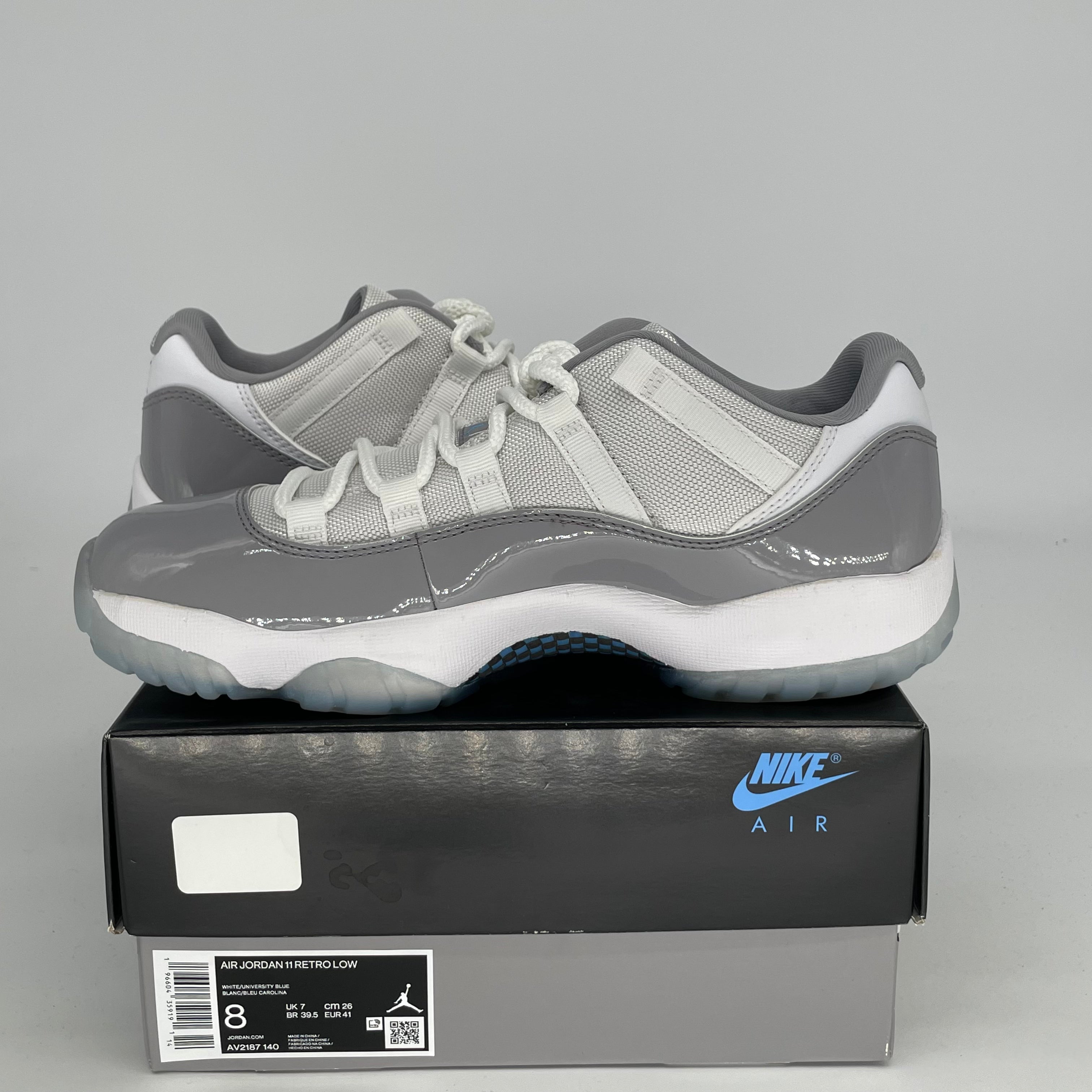 AIR JORDAN 11 LOW CEMENT GREY Basketball Shoes - Men's Size 8 / Women's Size 9.5W (Style: AV2187-140) - Perfect for Casual Wear, Gym Training & Street Fashion