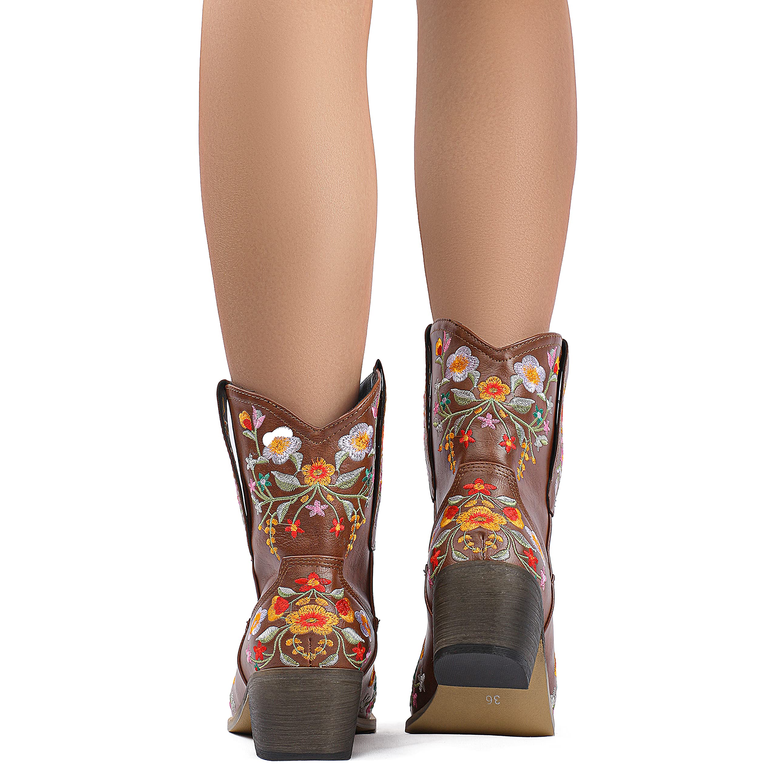 SO SIMPOK Women's Classic Cowgirl Boots - Retro Western Ankle Boots with Embroidered Design for Ladies | Perfect for Country Dancing, Rodeo Events & Western Fashion Outfits