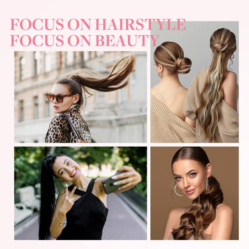 GOO GOO Clip-in Ponytail Extension – 20inch Long Straight Human Hair Wrap Around Ponytail for Women & Girls (Natural Black #1B, 90g) – Perfect for Parties, Weddings & Everyday Styling