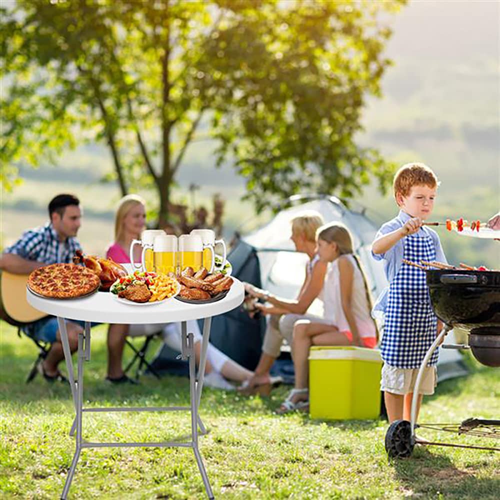 32 Inch Round Folding Table with Chairs - Heavy Duty 881.85Lb Capacity, Fold-in-Half Design with Carrying Handle & 4 Steel Feet - Perfect for Backyard, Garden, Beach, Picnic, Party, Camping & Outdoor Events (32in)
