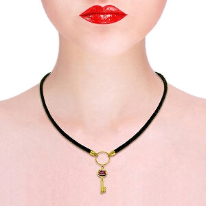 0.5 Carat 14K Solid Yellow Gold Leather Key Necklace with Pink Topaz - Elegant Jewelry Gift for Women, Perfect for Valentine's Day, Anniversary & Special Occasions