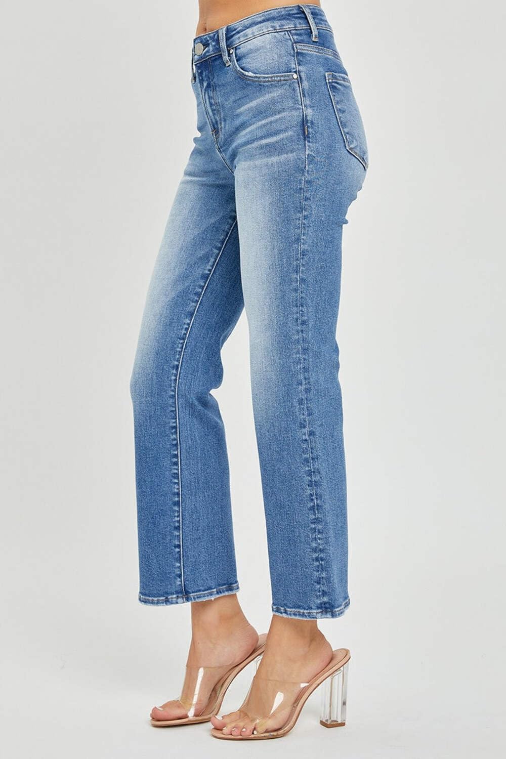 SALT TREE Risen Jeans - Women's Mid Rise Cropped Flare Denim Pants for Casual & Vintage Style (RDP5539) - Perfect for Everyday Wear, Date Night & Boho Outfits