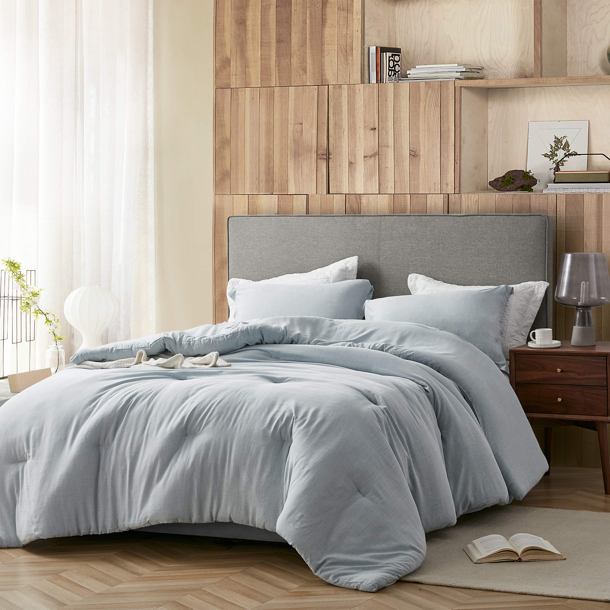 Premium Modal Yarn Dyed Oversized King Comforter - Breathable & Soft Passive Blue Bedding Set for Luxurious Sleep | Perfect for Master Bedrooms & Guest Rooms