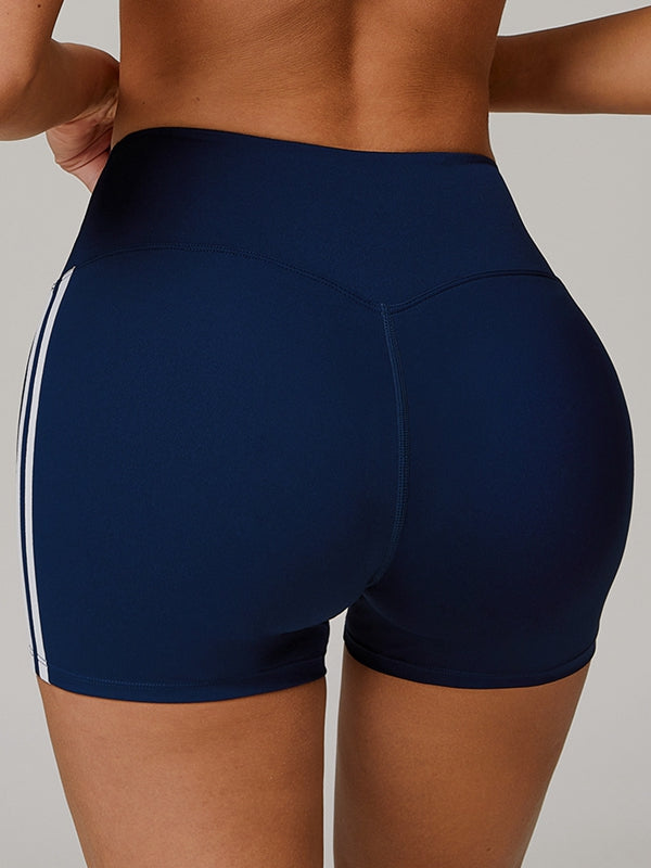 ZASUWA Women's High Waisted Striped Shorts - Contrast Color Casual Summer Shorts for Running, Gym, and Beach Outfits