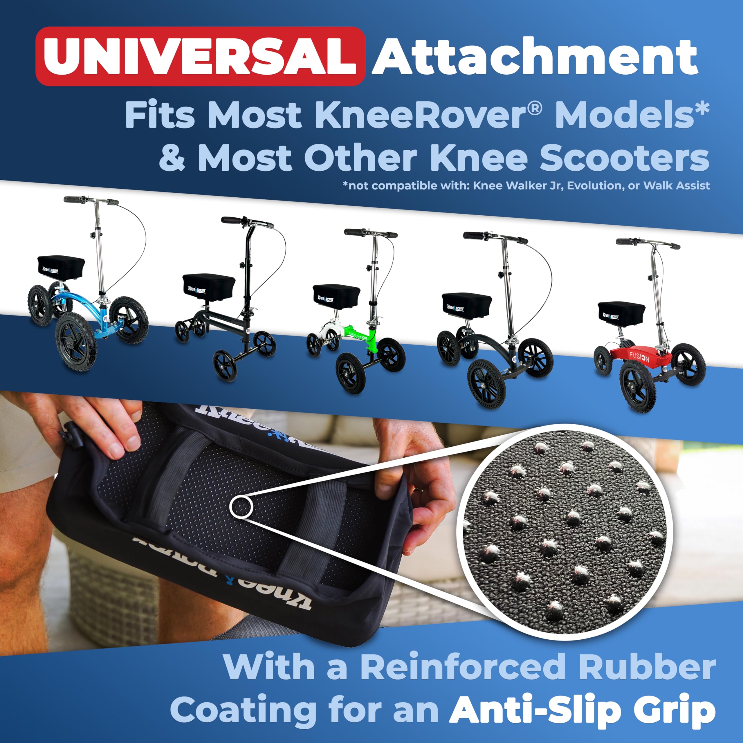 **KneeRover Memory Foam Knee Scooter Pad Cover – Removable & Comfortable Cushion for Knee Walkers – Fits Most Models – Ideal for Post-Surgery Recovery & Mobility Assistance**
