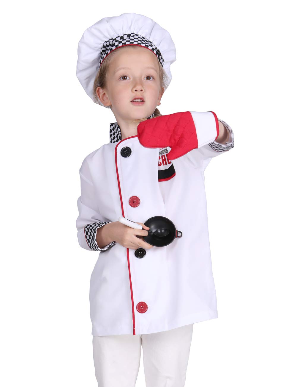 Kids Chef Costume Set for Boys & Girls 3-8 Years - Professional Role Play Dress Up Outfit for Pretend Cooking Play | Perfect for Halloween, Birthday Parties & Kitchen-Themed Dress Up