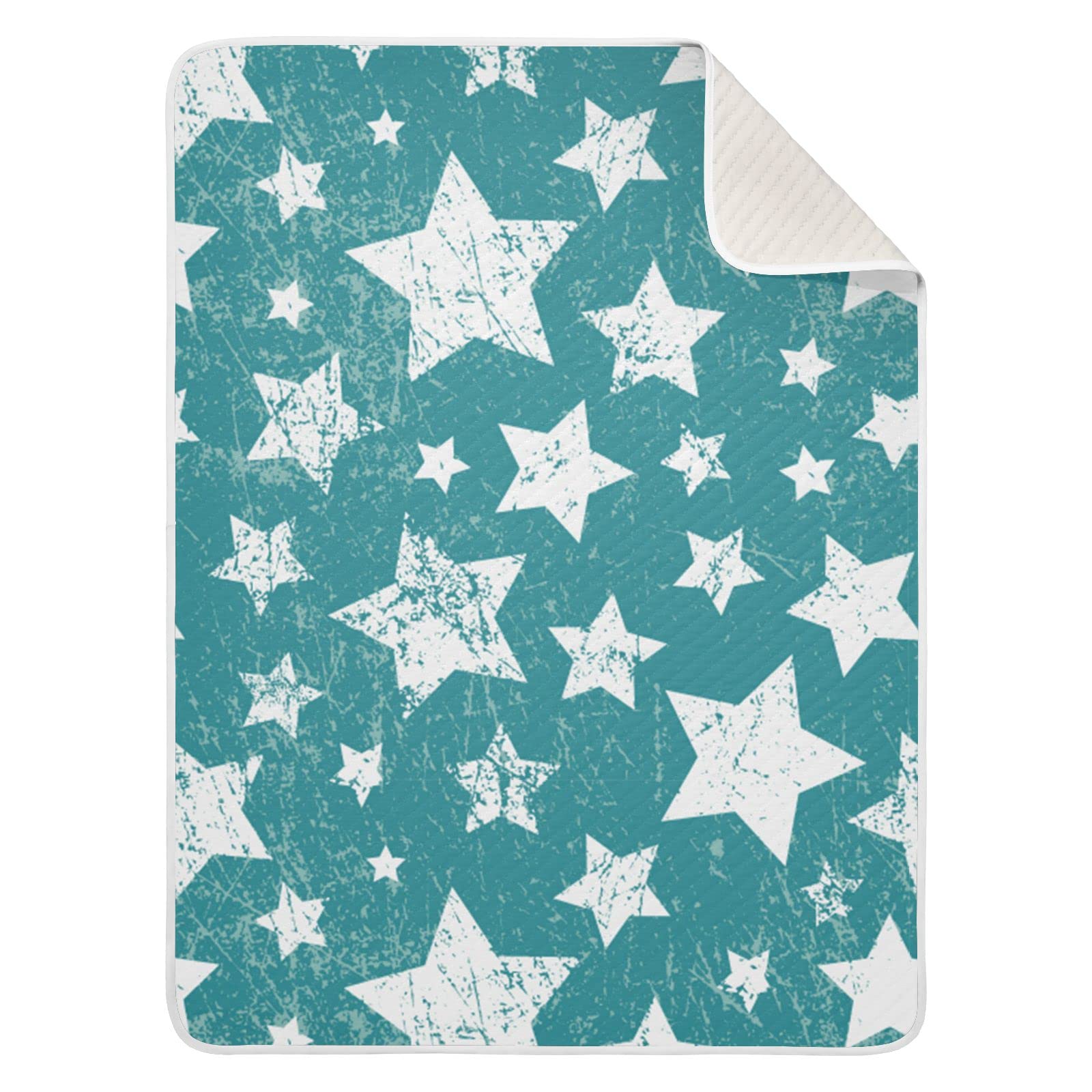 JIPONI Baby Blanket 30x40 Inch - Ultra Soft & Warm Personalized Baby Blanket with Vintage Star Pattern for Boys & Girls | Perfect for Nursery, Swaddling, Stroller & Gift Giving