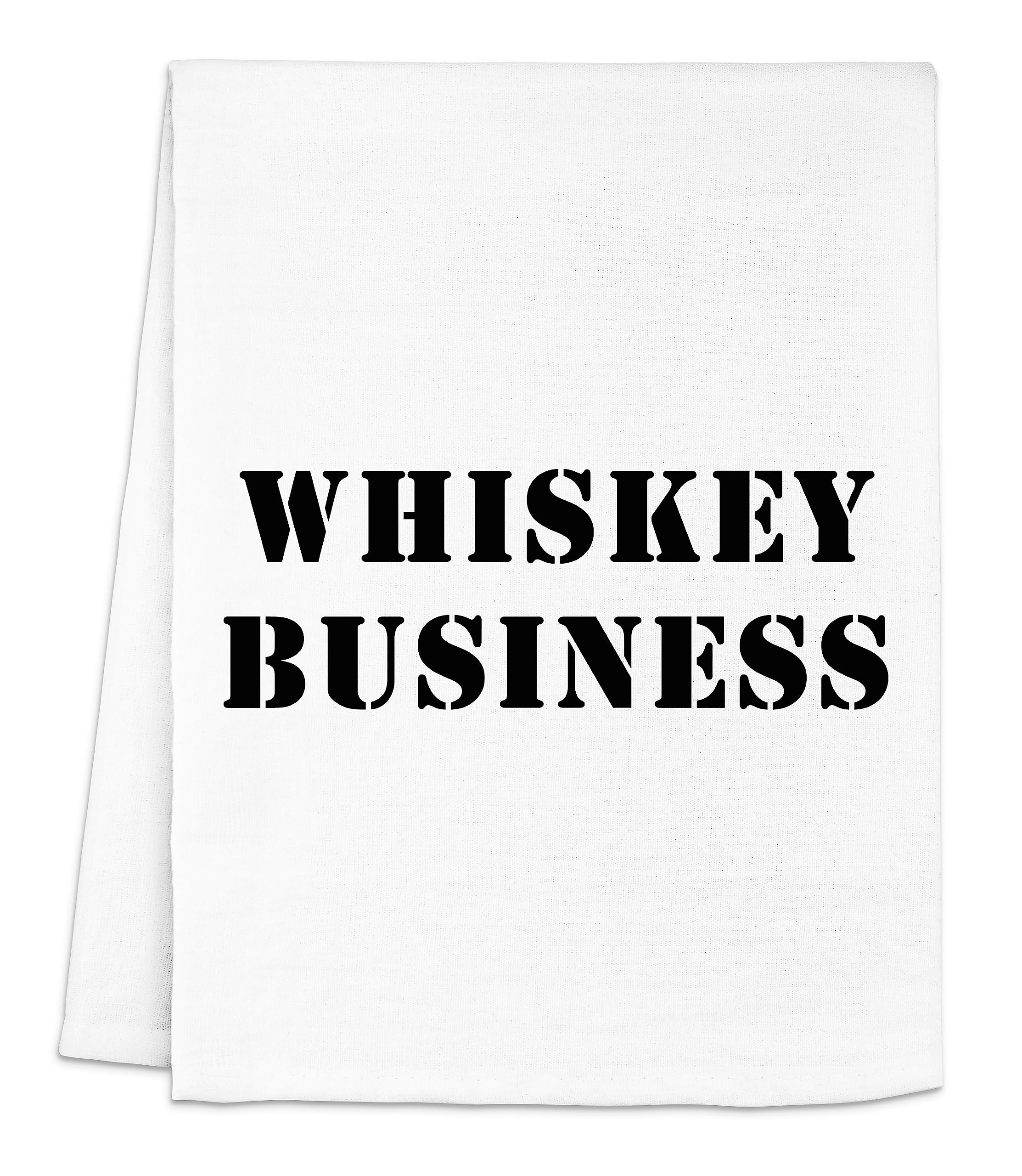 Premium Whiskey Business Flour Sack Dish Towel - Absorbent Cotton Kitchen Towel for Drying Dishes & Decor - Farmhouse Style Housewarming Gift (White) - Perfect for Rustic Kitchens, Bars & Hostess Gifts