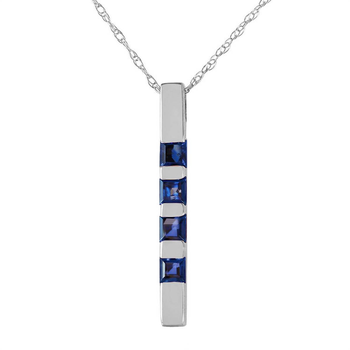 0.35 Carat 14K Solid White Gold Bar Necklace with Natural Sapphire - Elegant Jewelry Gift for Women, Perfect for Anniversary, Birthday & Special Occasions