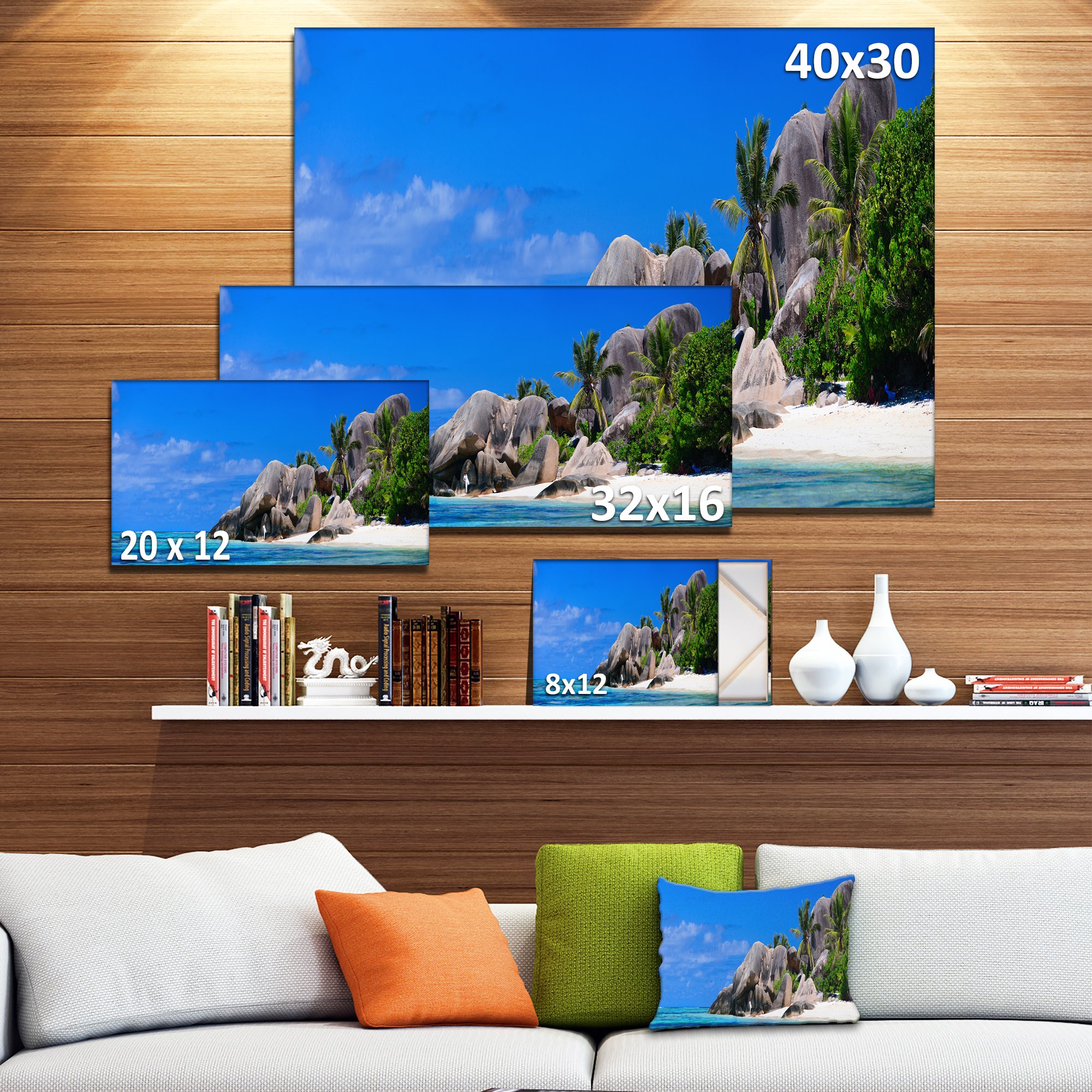 Stunning Seychelles Beach Panorama Landscape Canvas Print - Tropical Wall Art for Living Room, Bedroom & Office Decor