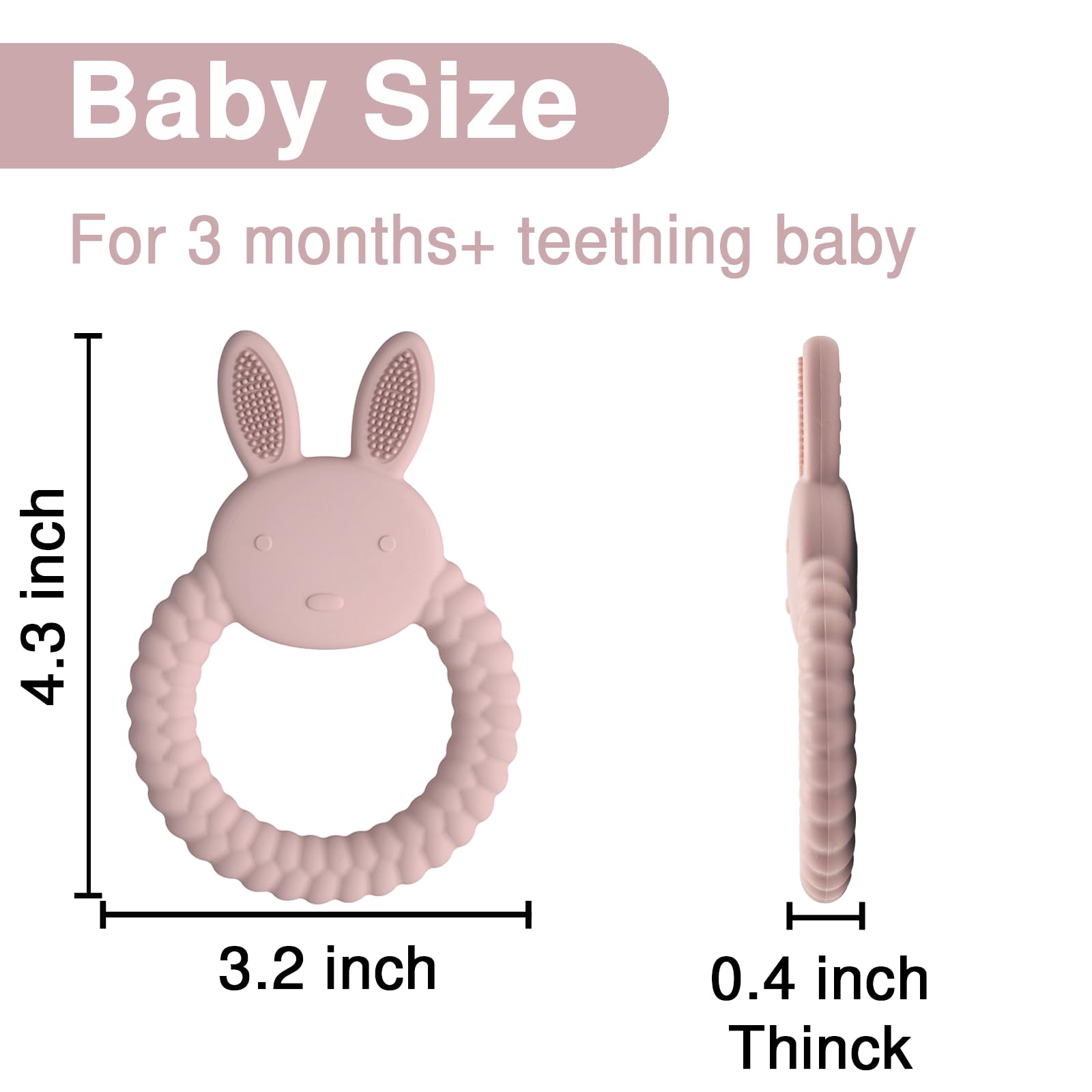 Organic Silicone Teething Toys for Babies 0-6 Months - 3 Pack BPA-Free Animal Teething Rings (Cow, Rabbit, Bear) | Soothing Infant Chew Toys for Teething Relief | Perfect for Daycare, Travel & Home Use