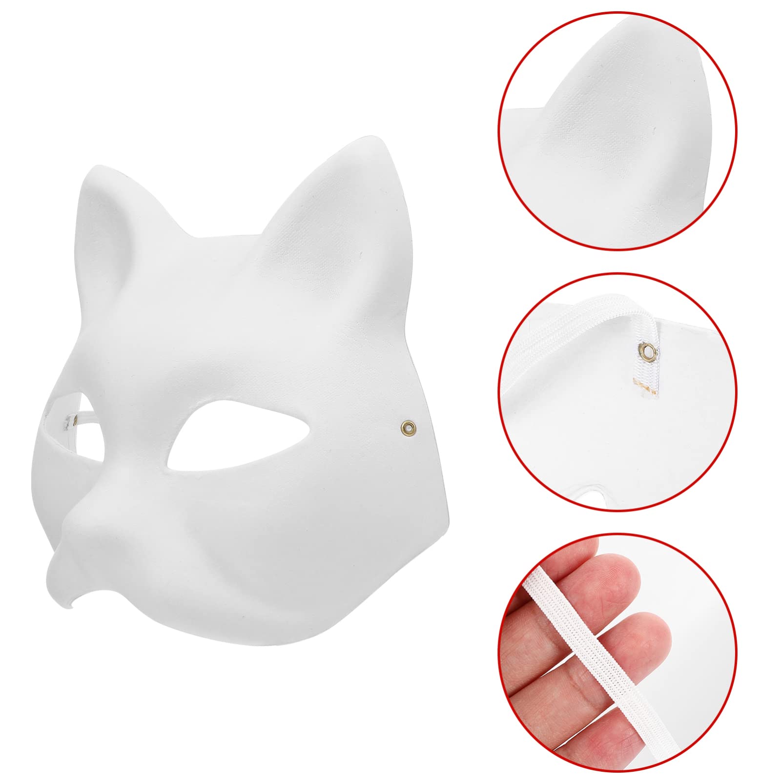 PATKAW 10-Piece DIY Paintable Blank Cat Masks - Halloween White Unpainted Masquerade Masks for Cosplay, Party Favors & Costume Props | Perfect for Halloween Parties, Cosplay Events & Themed Celebrations