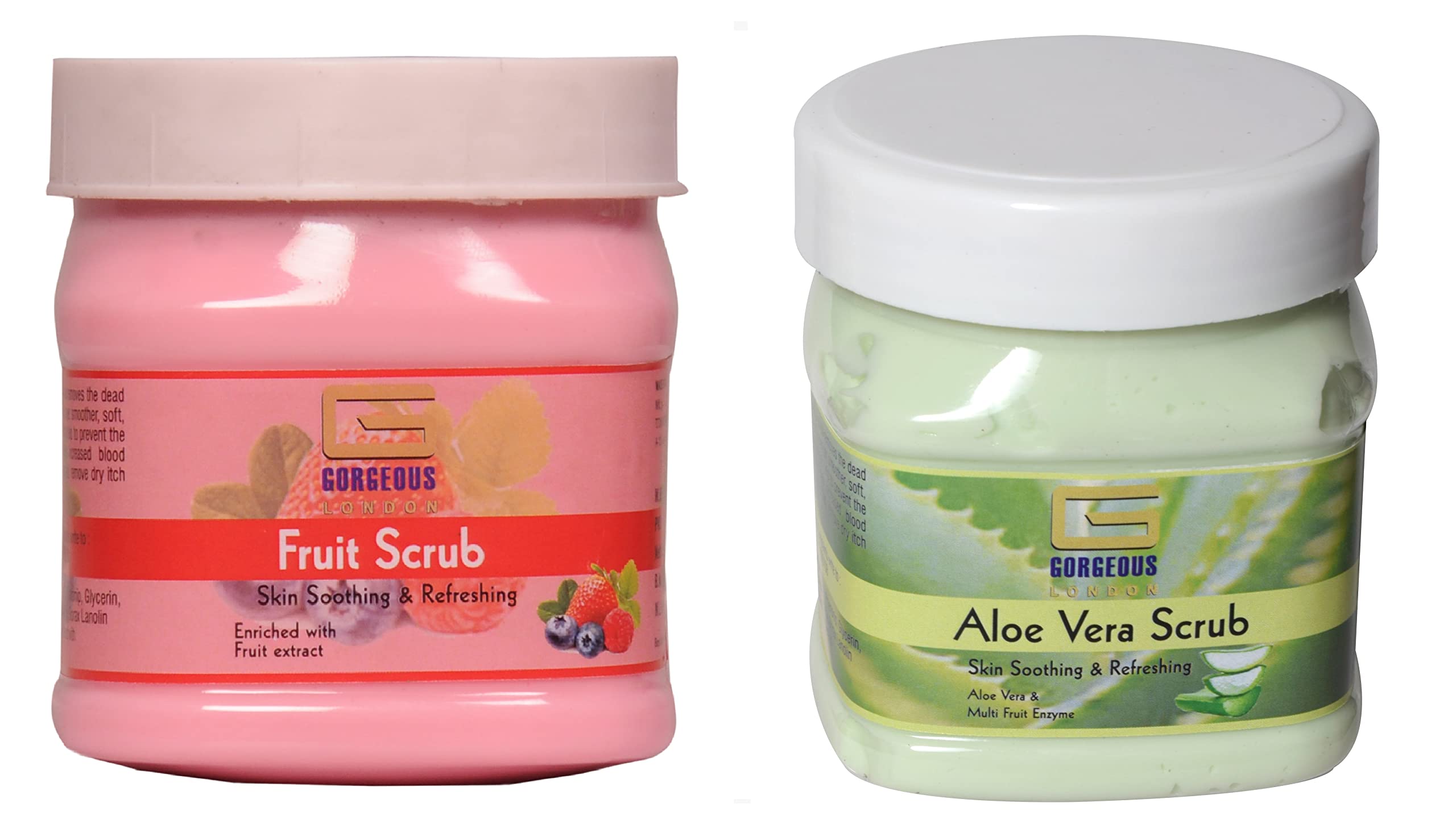 London Fruit & Aloe Vera Scrub Combo Pack (2 x 450ml) - Exfoliating Face & Body Scrub for Glowing Skin - Perfect for Spa Day & Skincare Routine