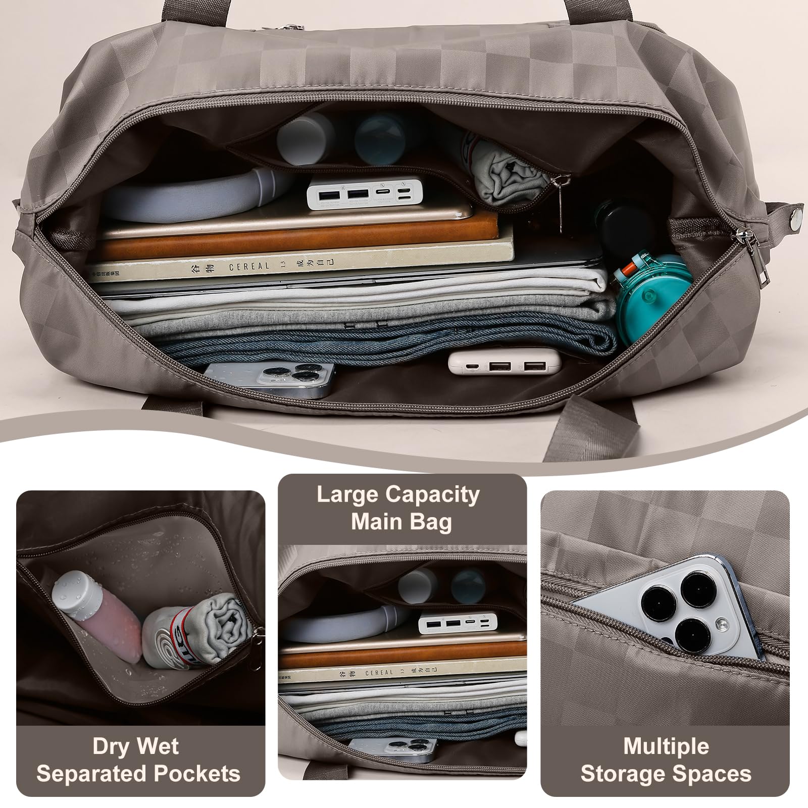 Foldable Travel Duffel Bag with Wheels - Expandable, Lightweight Carry-On Luggage for Women - Perfect for Air Travel, Gym, Weekend Trips & Outdoor Adventures