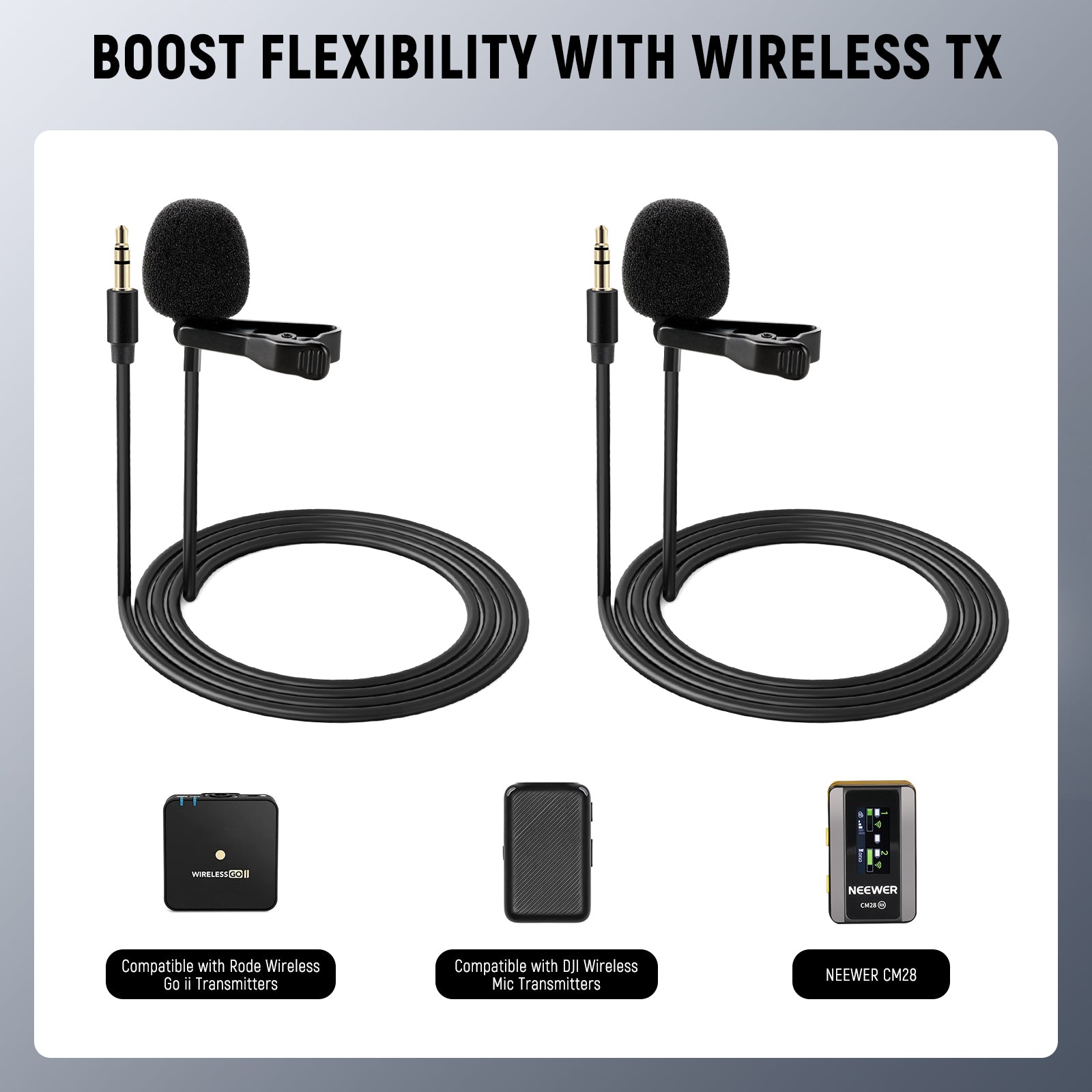 NEEWER CM5 Omnidirectional Condenser Lapel Microphone with 20ft Cable - Professional Clip-on Mic for Interviews, Podcasts, YouTube Videos & Live Streaming