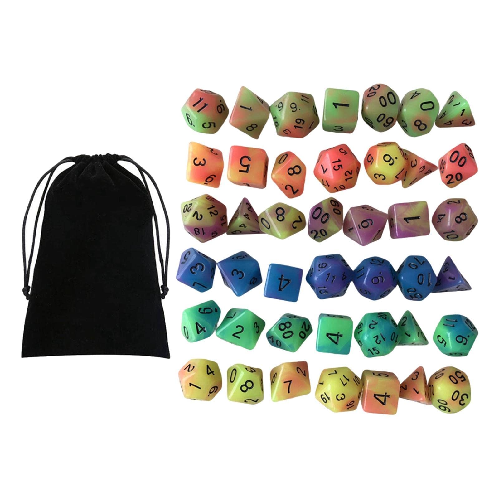 Shamjina Glow in The Dark RPG Dice Set - 7-Piece Polyhedral Dice for Dungeons & Dragons, MTG, Pathfinder & Tabletop Roleplaying Games - Perfect for Game Nights, Gifts & Collectors