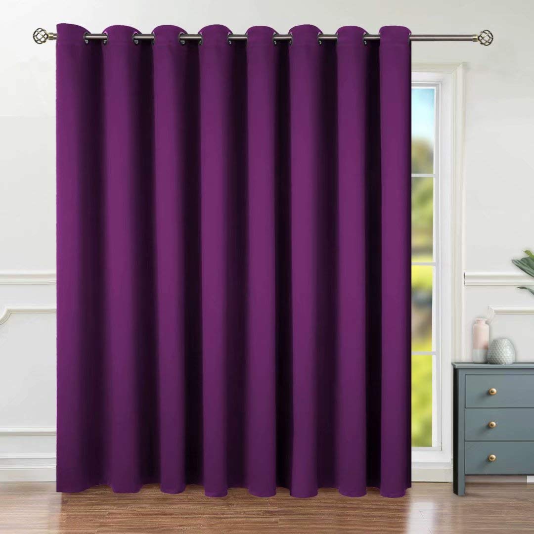 BGment Extra Wide 96 Inch Room Divider Curtain - Blackout & Noise Reducing for Living Room, Bedroom & Patio Sliding Doors | Darkening Privacy Curtain in Purple (1 Panel, 120