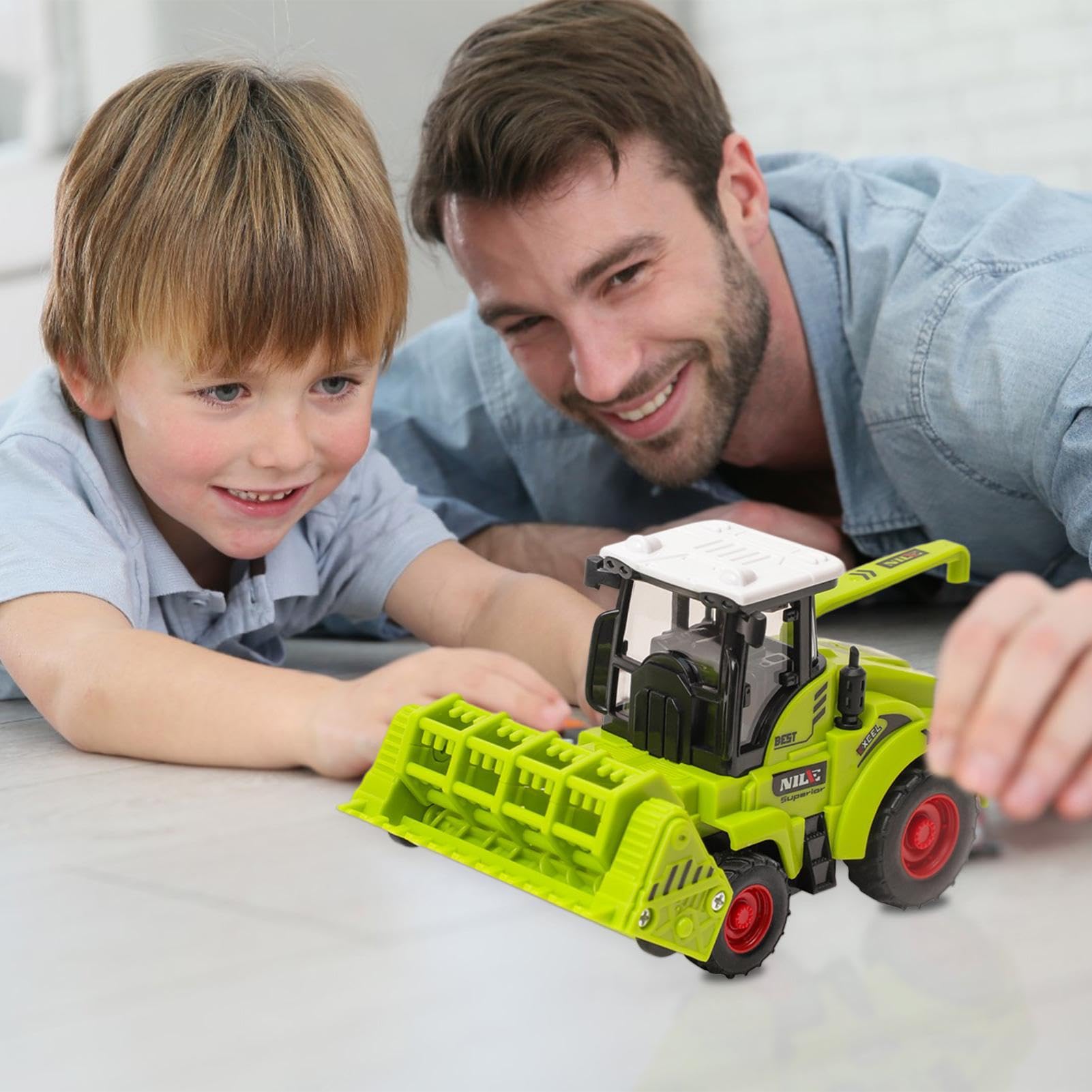 Realistic Inertial Tractor Toy Vehicle - Friction Powered Farm Tractor for Kids, Educational Learning Toy for Toddlers & Children - Perfect for Farm Play, Pretend Play, and Early STEM Learning