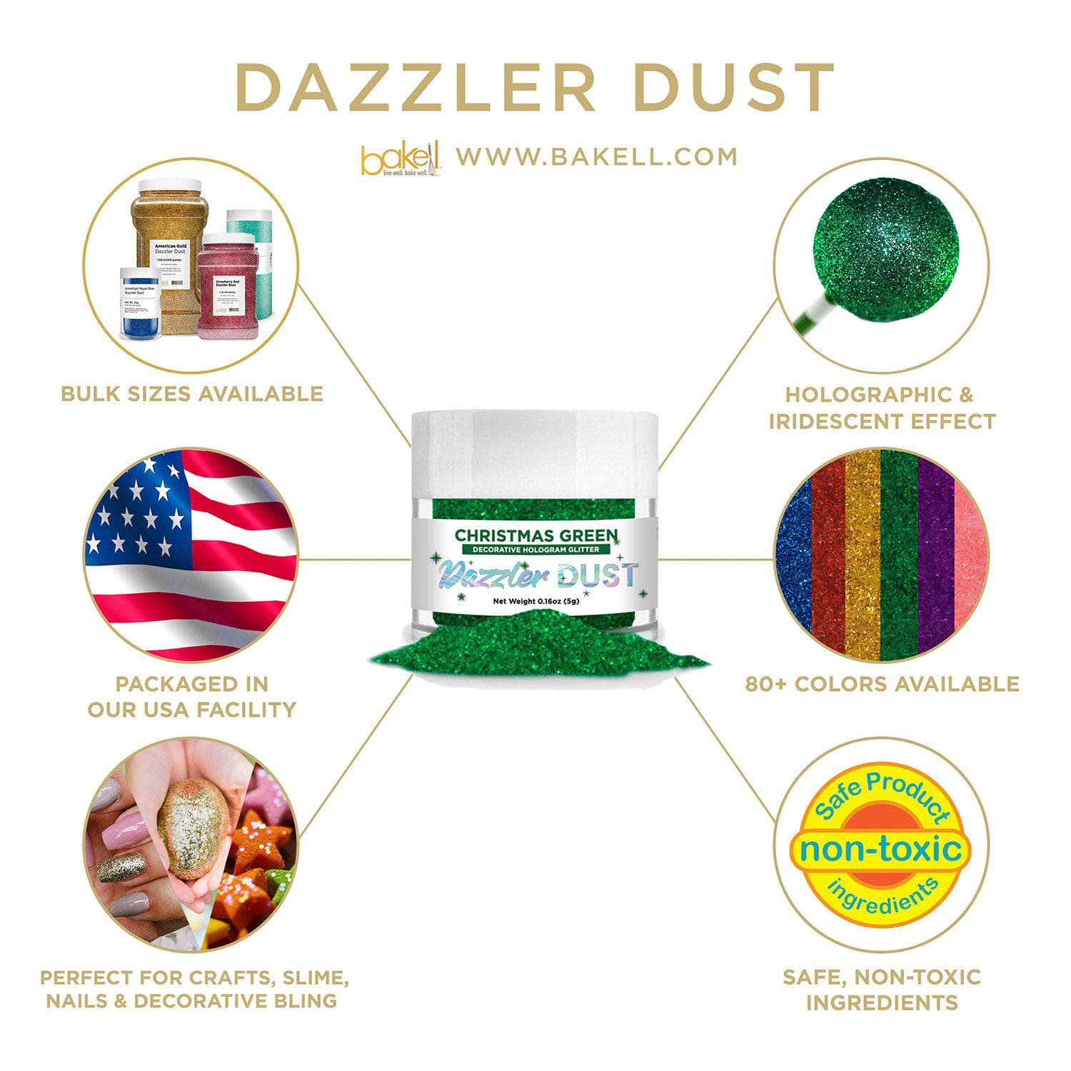 Christmas Green Glitter for Crafts & Decorations | Dazzler Dust® | Perfect for Holiday DIY Projects, Ornaments, and Festive Home Decor
